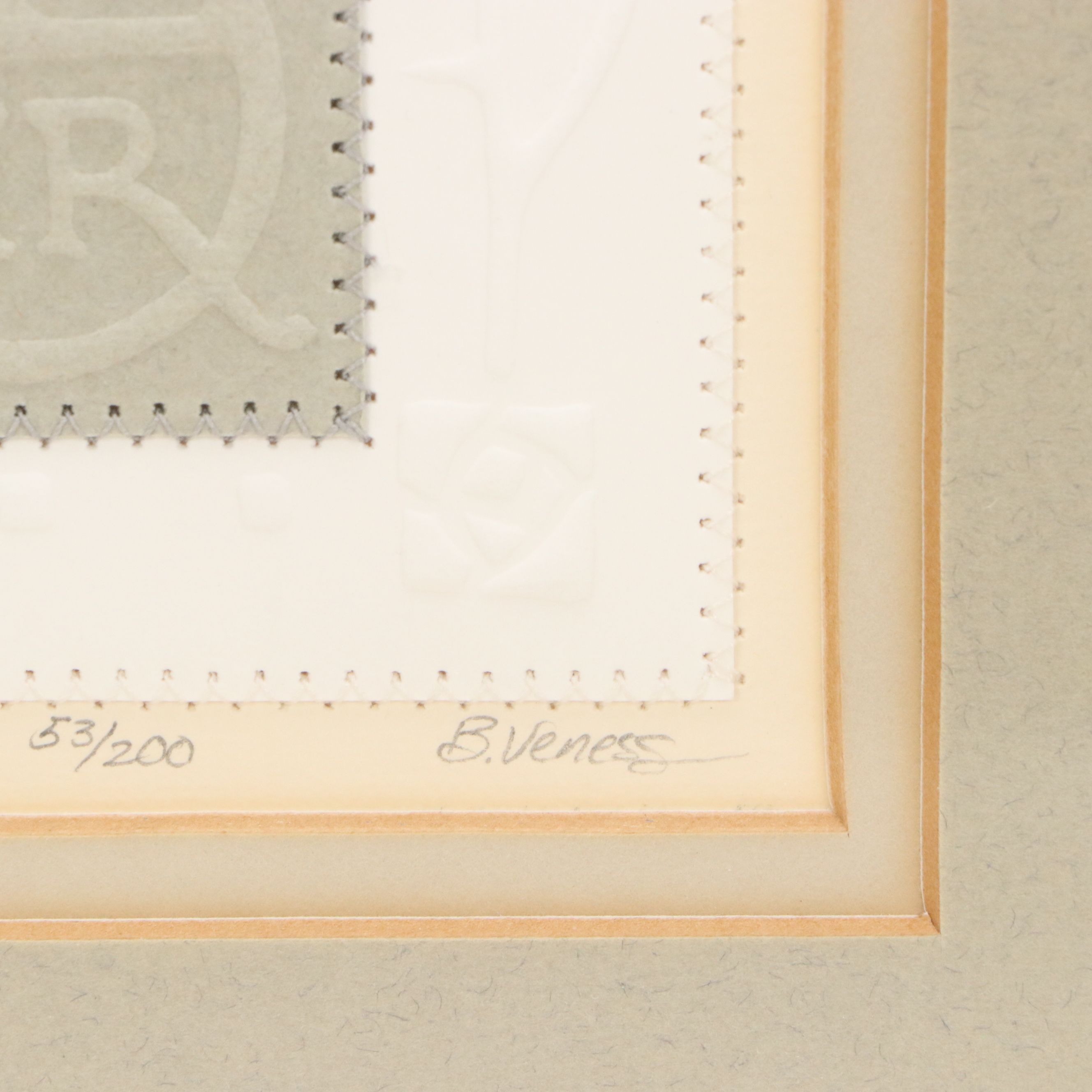 B. Veness Embossed Paper Assemblage "Renaissance"