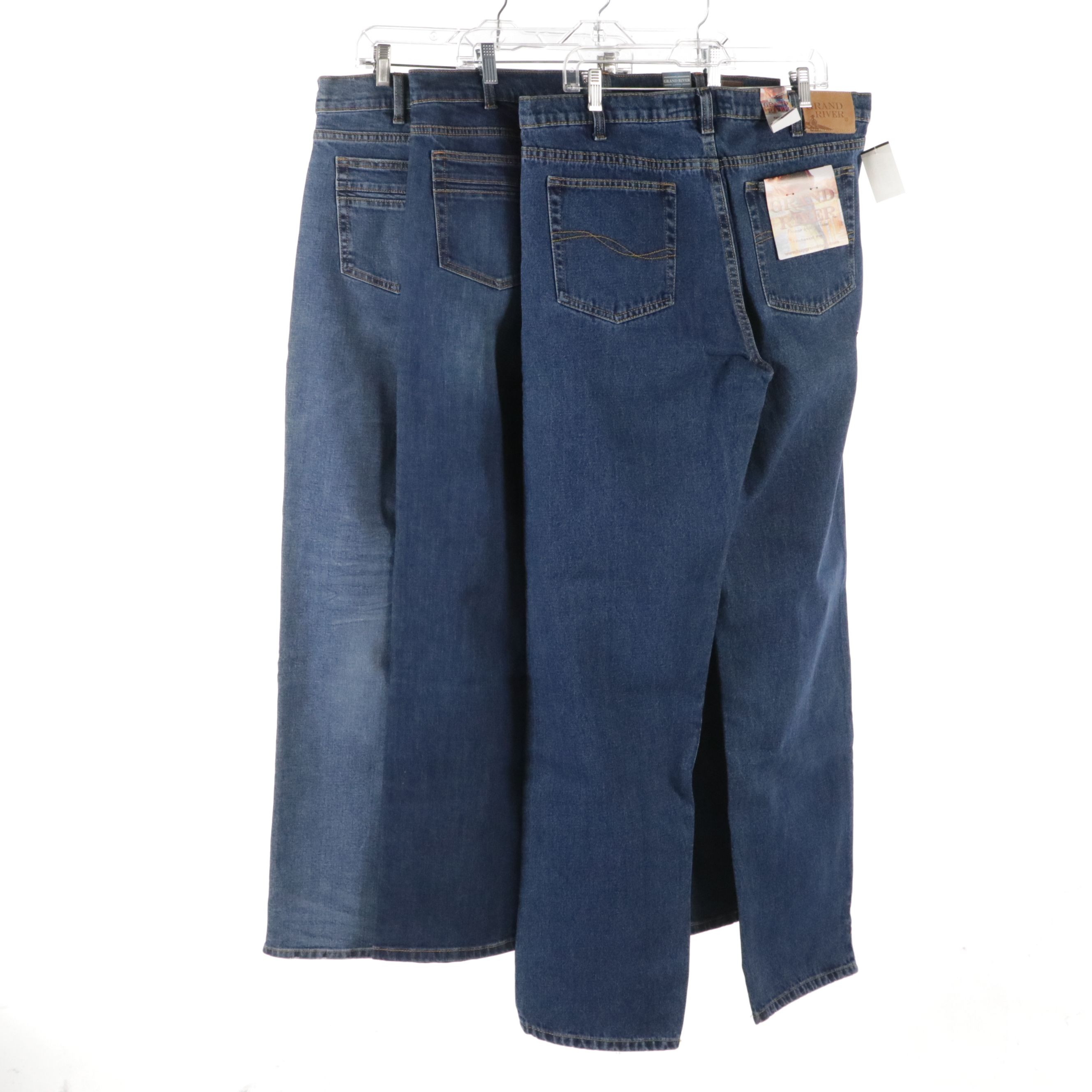 Men's Grand River Stretch Traditional Fit and Relaxed Fit Blue Jeans, With Tags