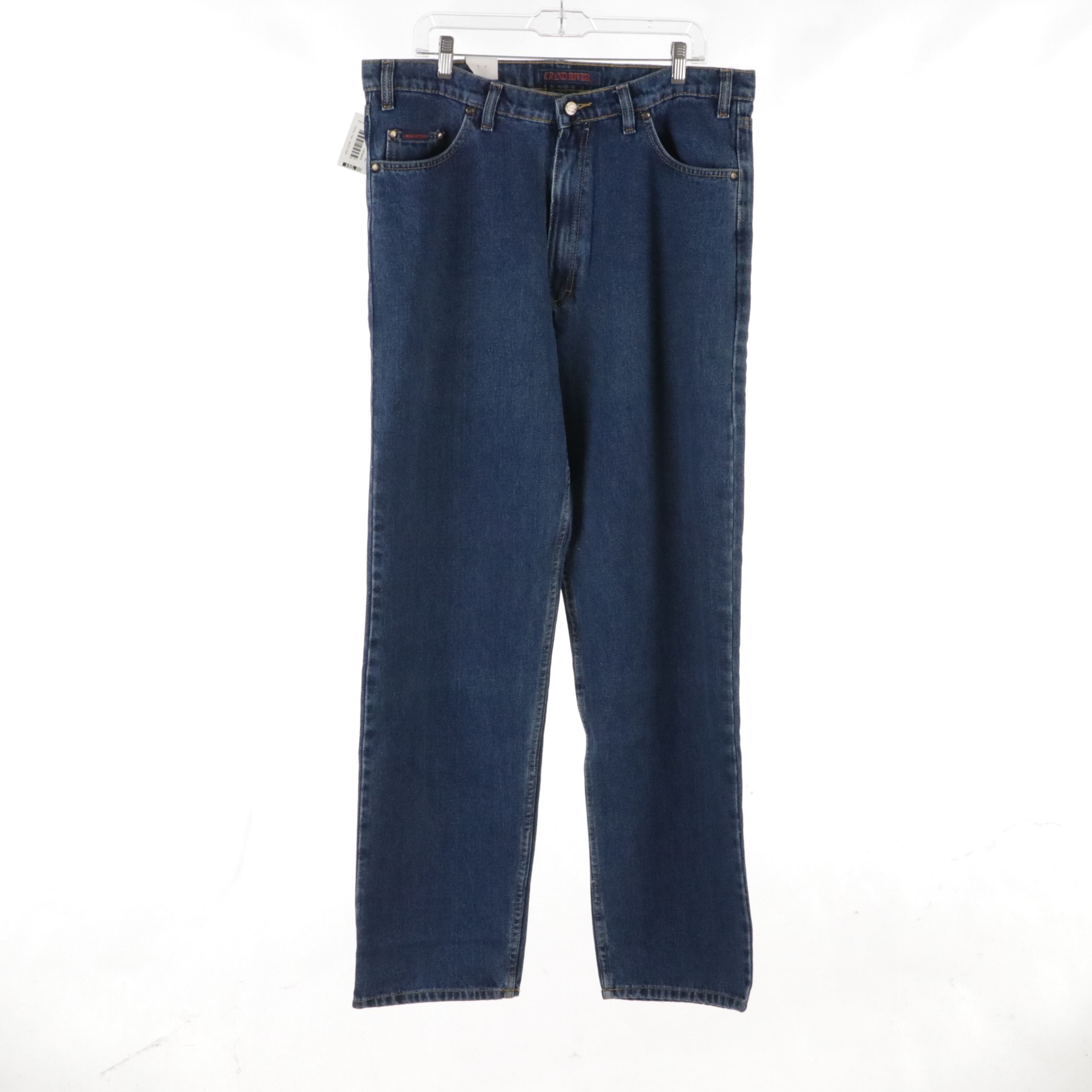 Men's Grand River Stretch Traditional Fit and Relaxed Fit Blue Jeans, With Tags