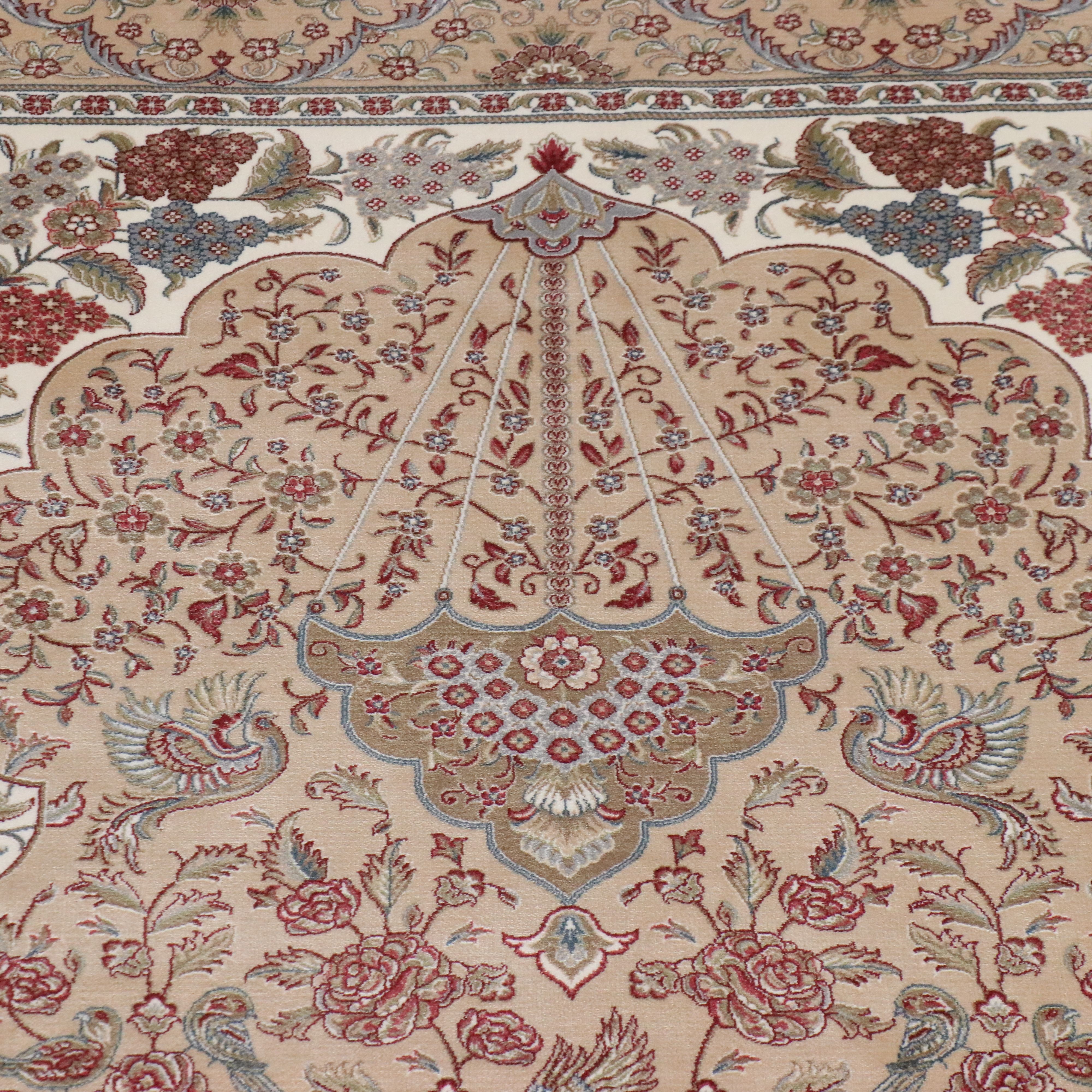 3'10 x 6'5 Hand-Knotted Signed Persian Isfahan Silk Prayer Rug