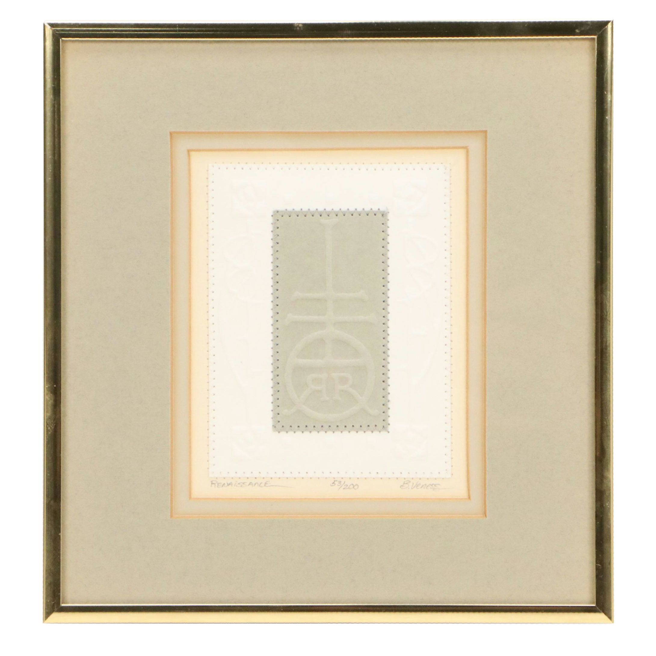B. Veness Embossed Paper Assemblage "Renaissance"