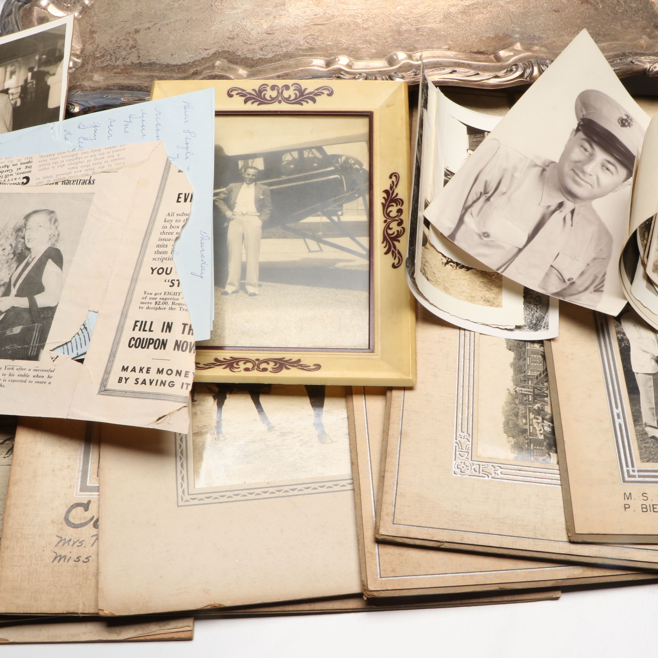 Horse Racing Trophy Platters with Race Horse Photos and More Vintage Ephemera