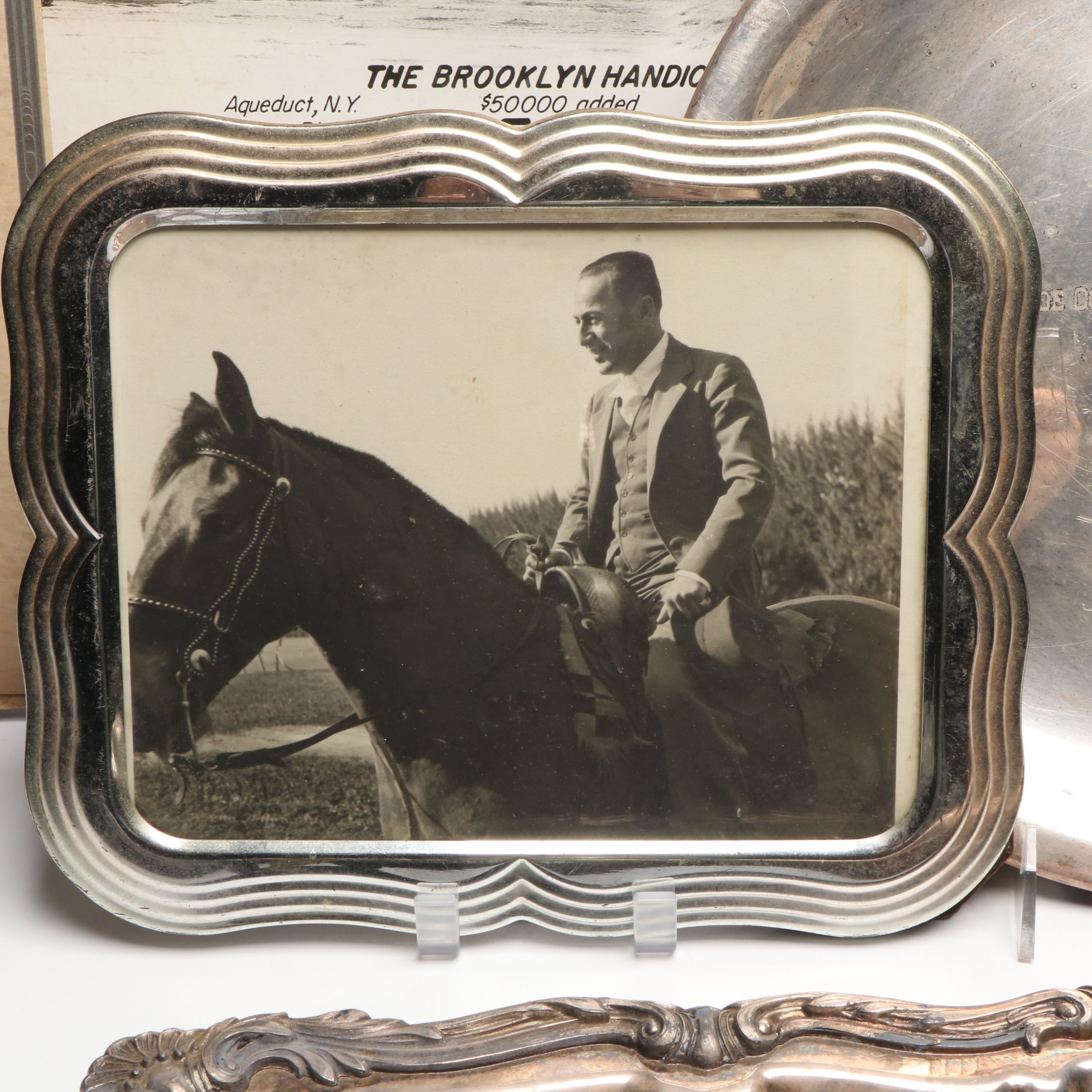Horse Racing Trophy Platters with Race Horse Photos and More Vintage Ephemera