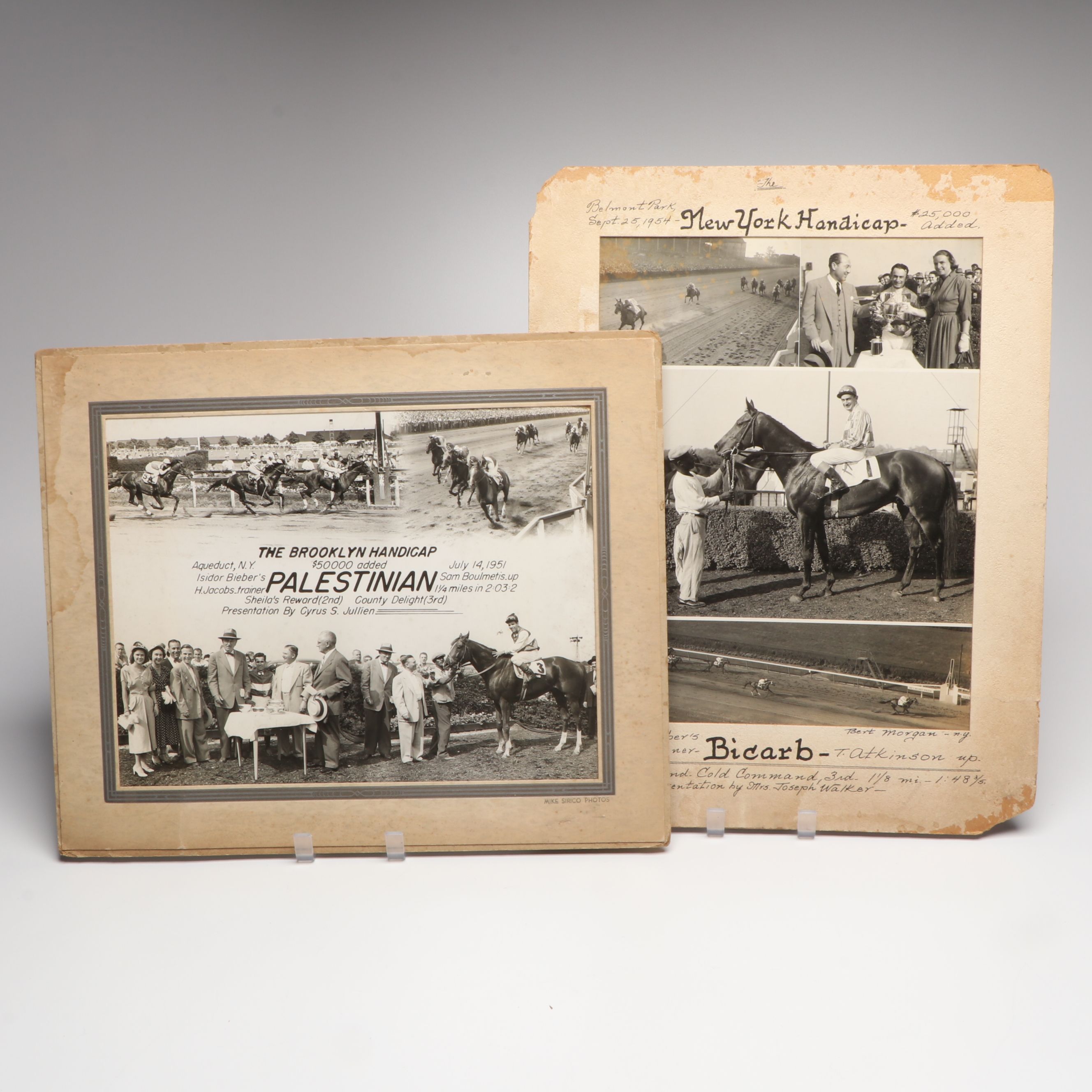 Horse Racing Trophy Platters with Race Horse Photos and More Vintage Ephemera