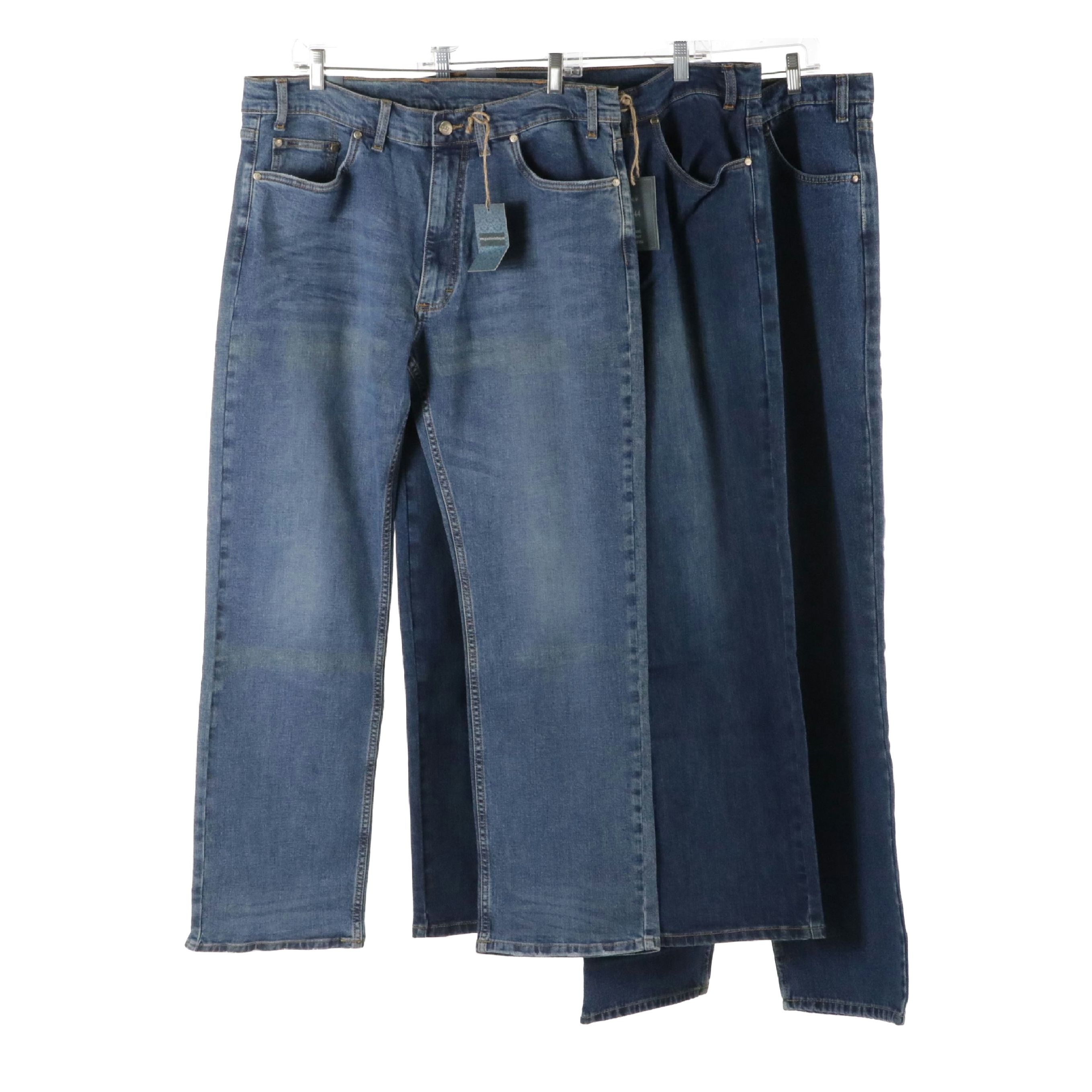 Men's Grand River Stretch Traditional Fit and Relaxed Fit Blue Jeans, With Tags