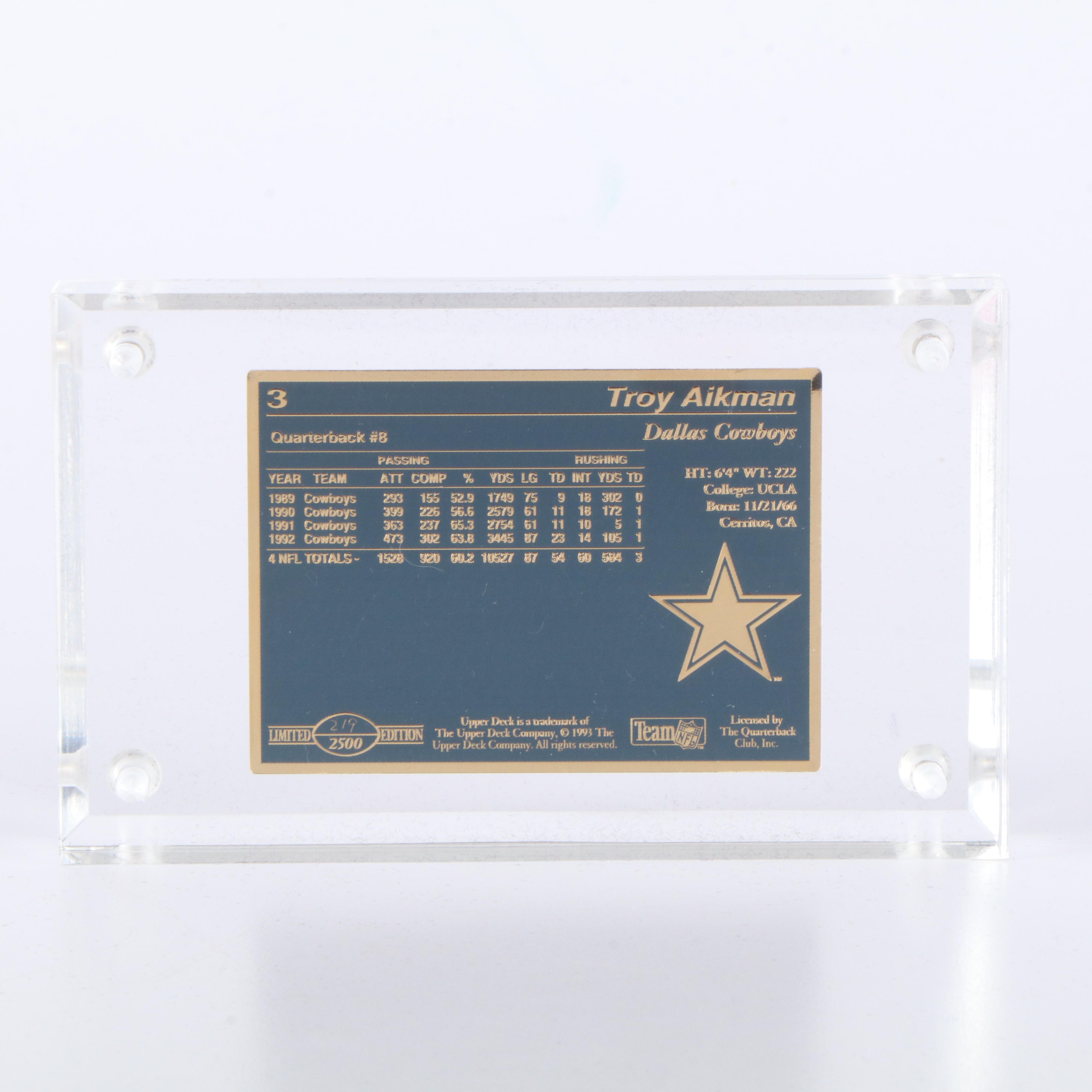 1993 Upper Deck Emmitt Smith, Dan Marino, and Troy Aikman Limited Cards