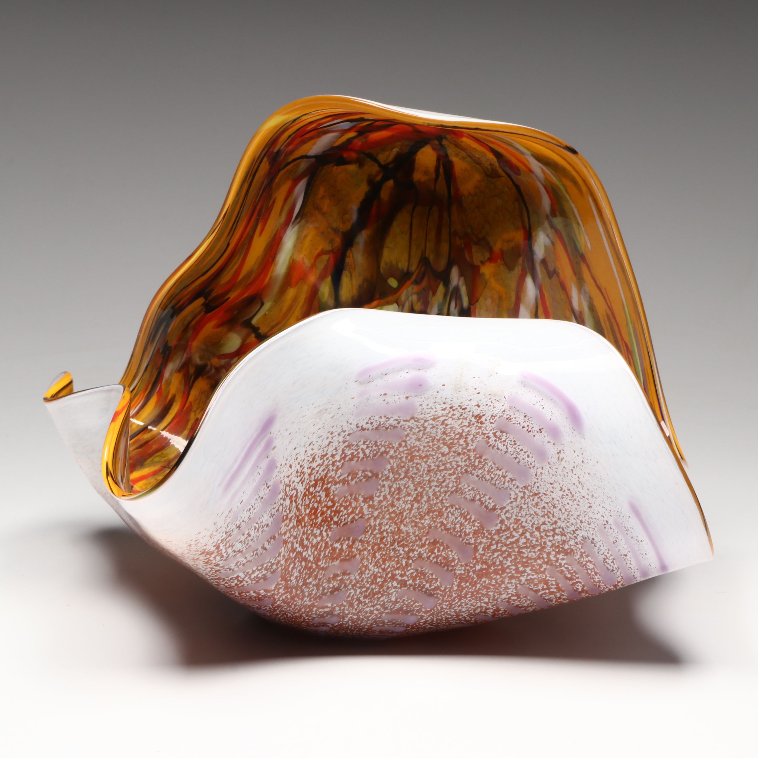 Mihai Topescu Romanian Handblown Cased Interior Trailing Art Glass Centerpiece