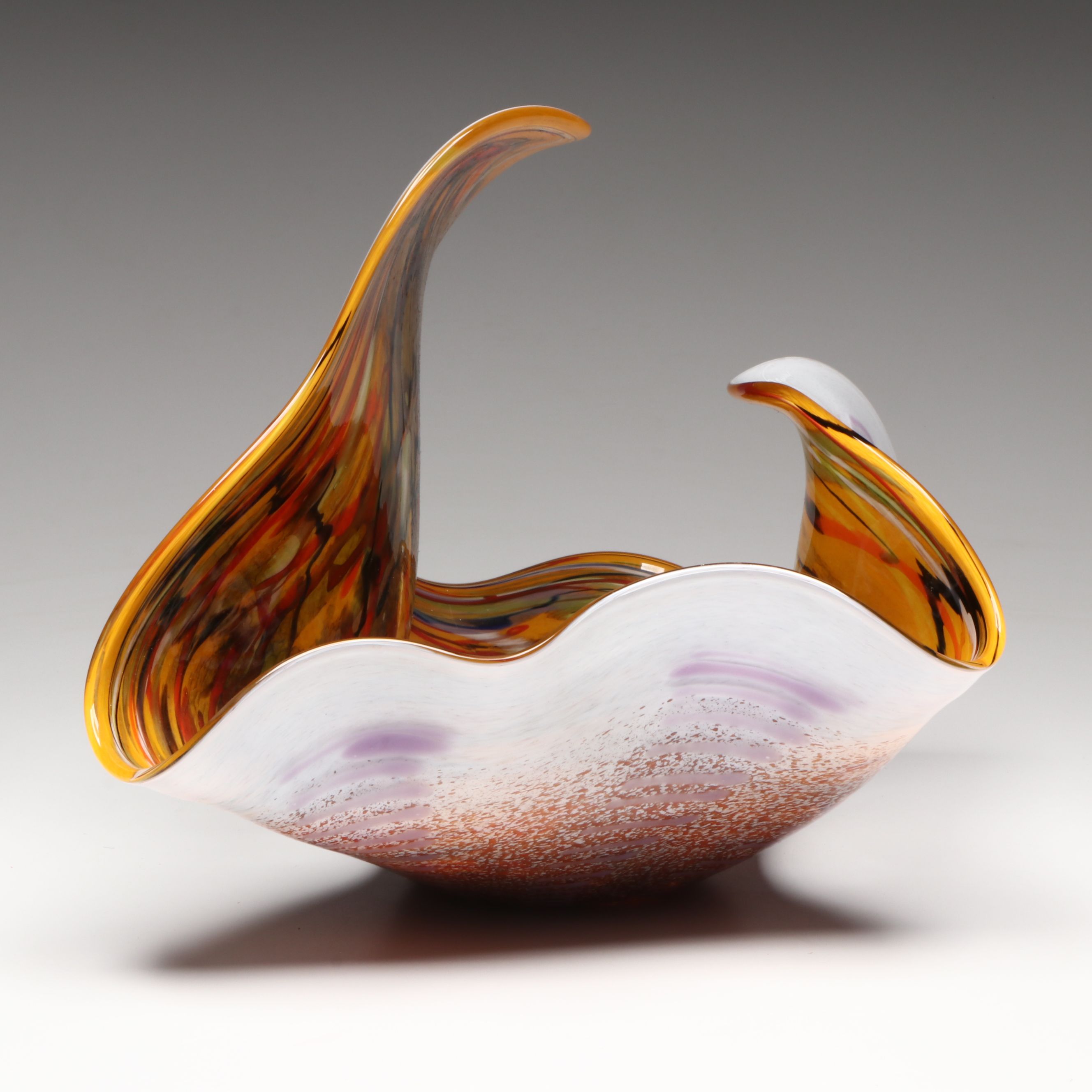 Mihai Topescu Romanian Handblown Cased Interior Trailing Art Glass Centerpiece