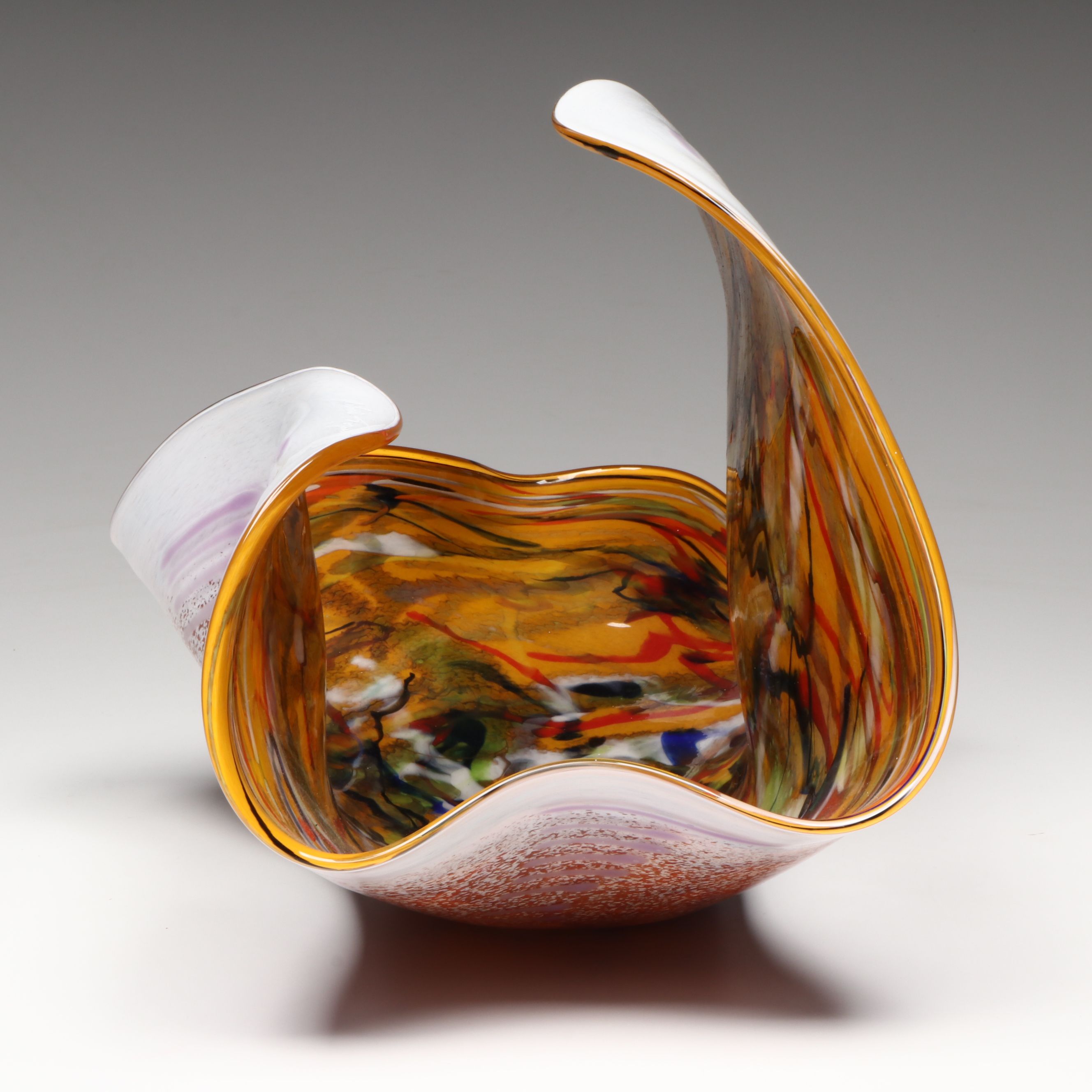 Mihai Topescu Romanian Handblown Cased Interior Trailing Art Glass Centerpiece