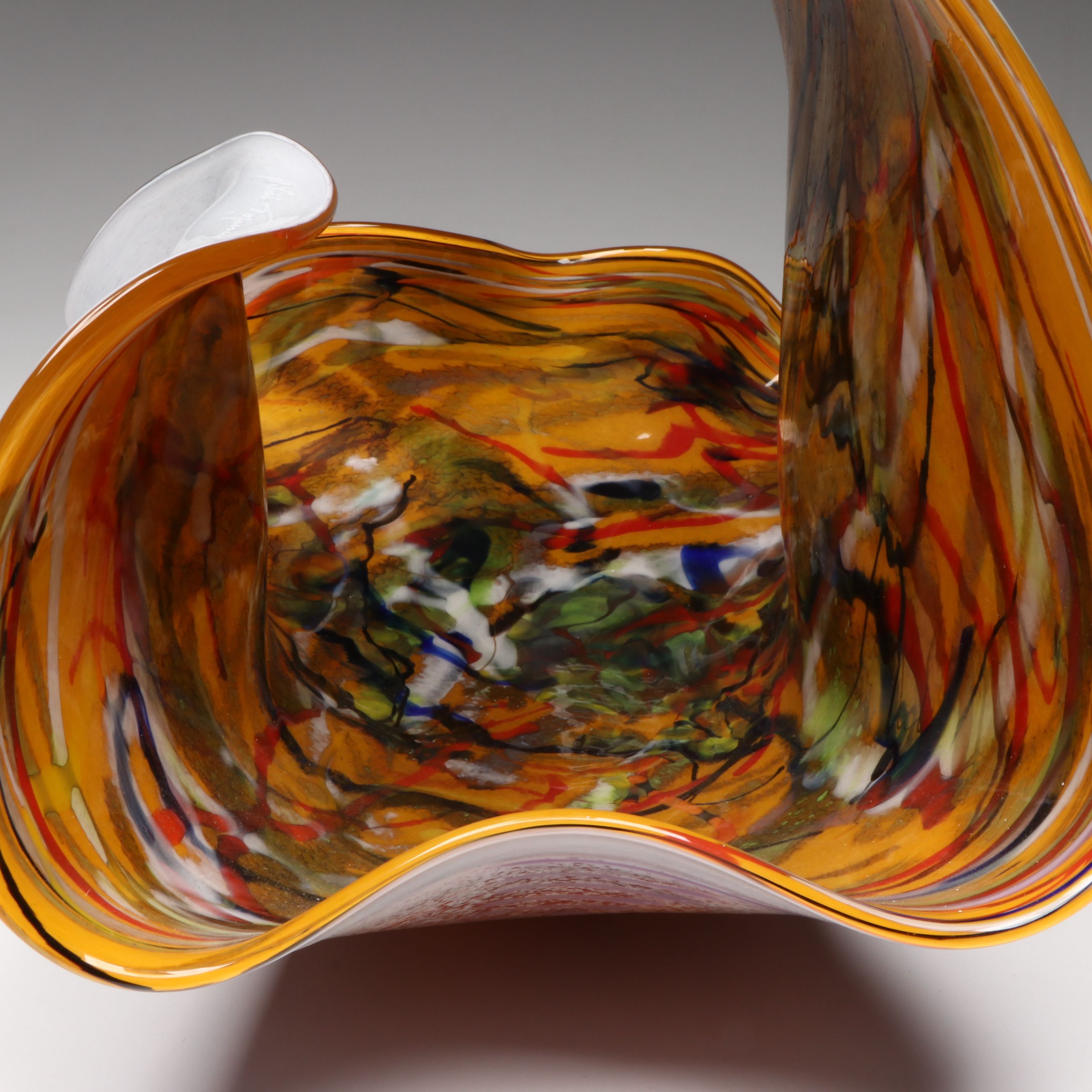 Mihai Topescu Romanian Handblown Cased Interior Trailing Art Glass Centerpiece