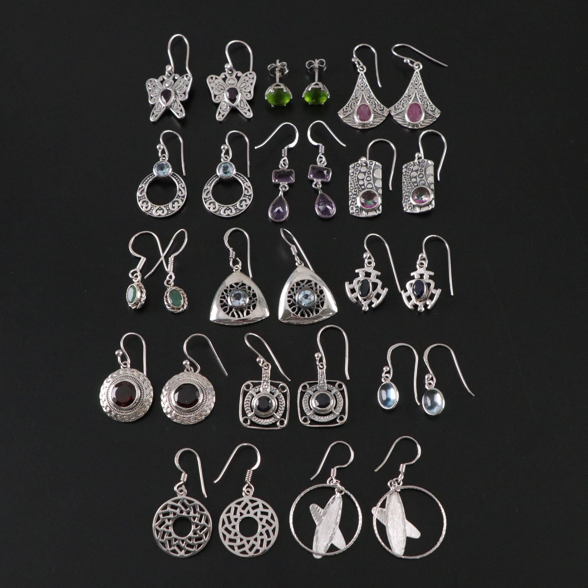 14 Assorted Sterling Silver Earrings