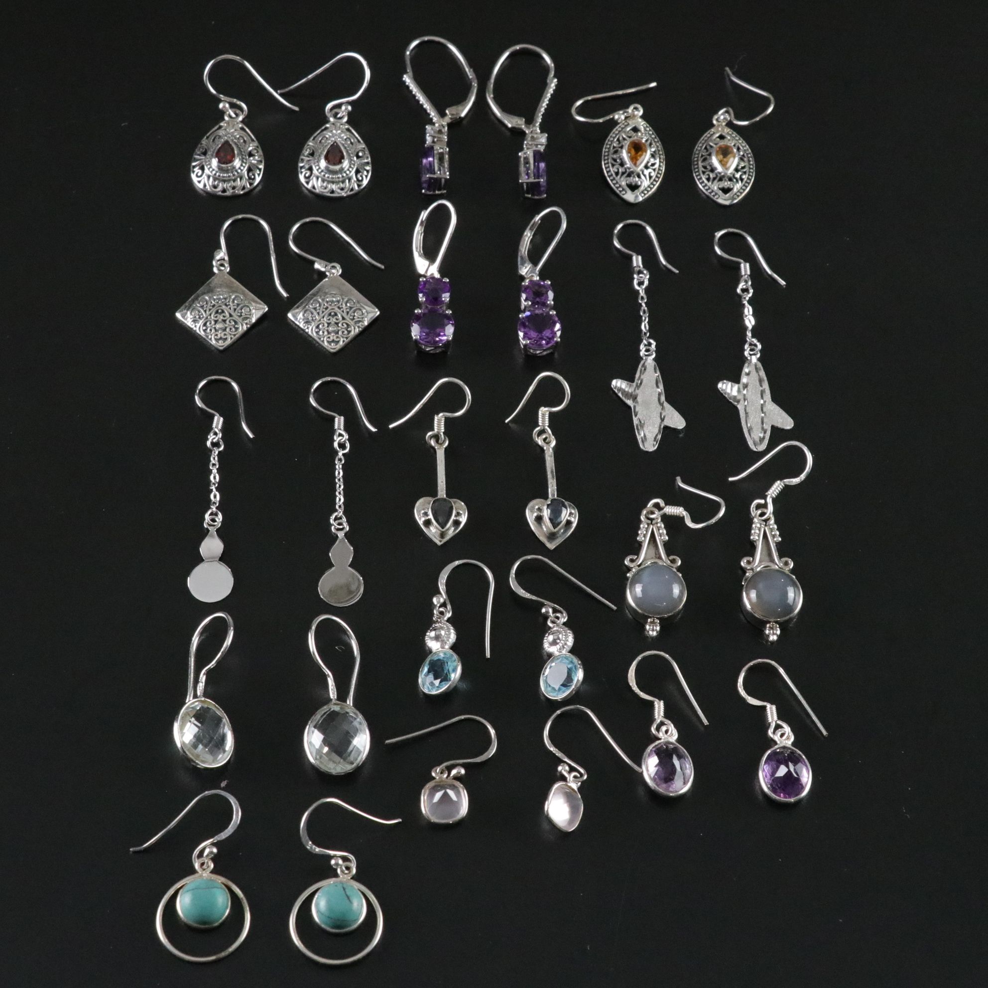 14 Assorted Sterling Silver Earrings