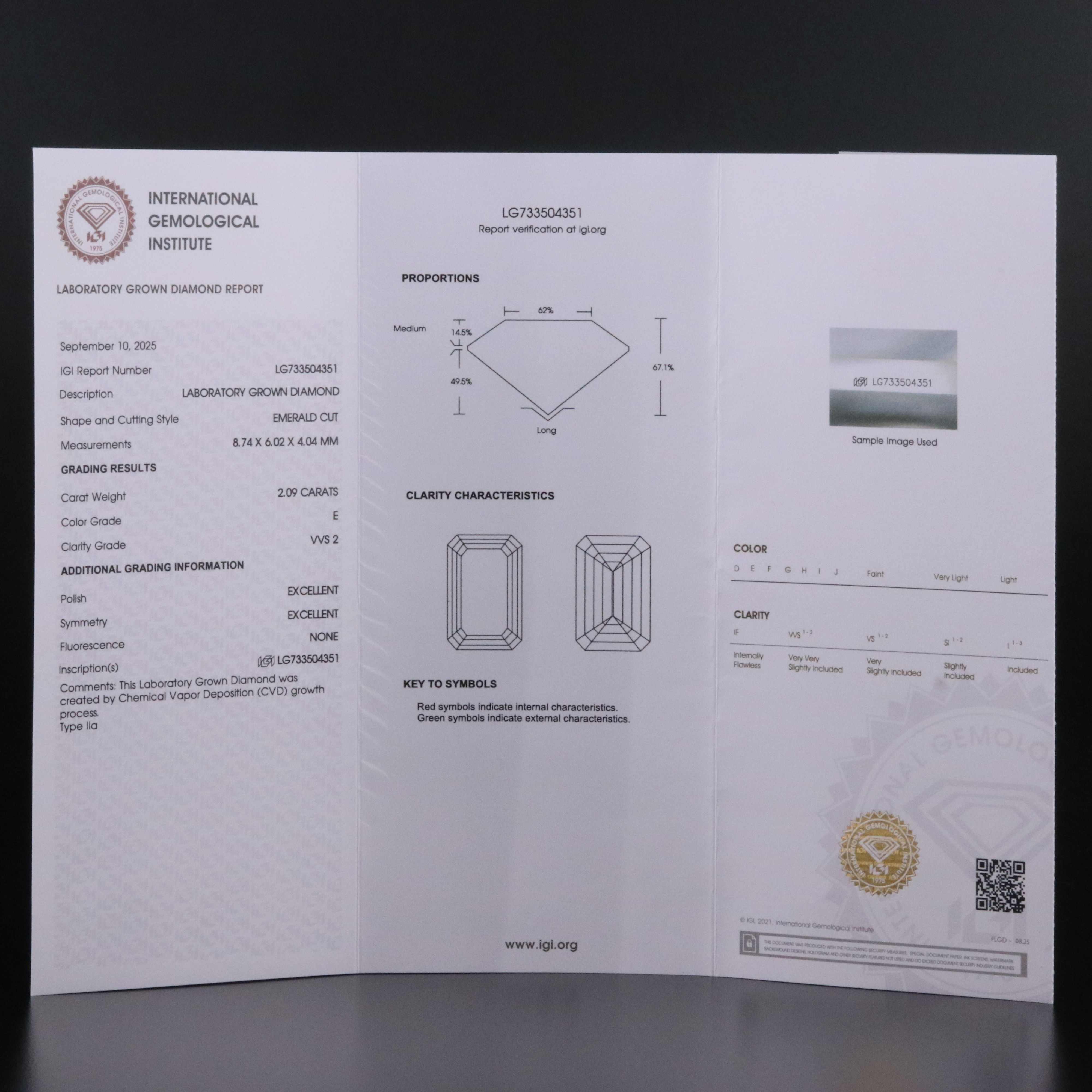 18K 2.21 CTW Lab Grown Diamond Ring with IGI Report
