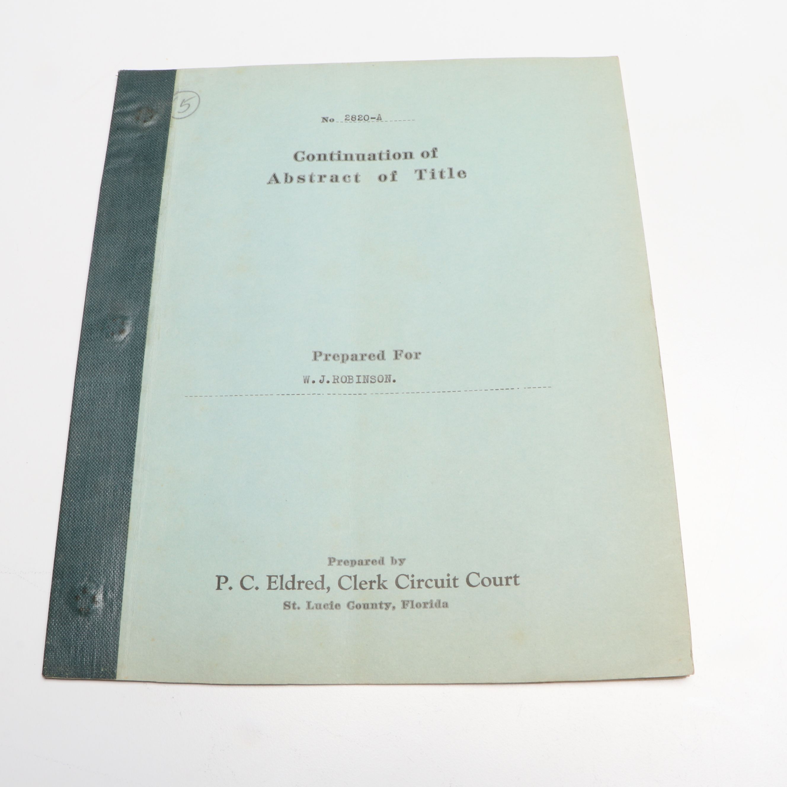 Fellsmere Farms Company with Other Abstract of Titles and Deed, Early 20th C.
