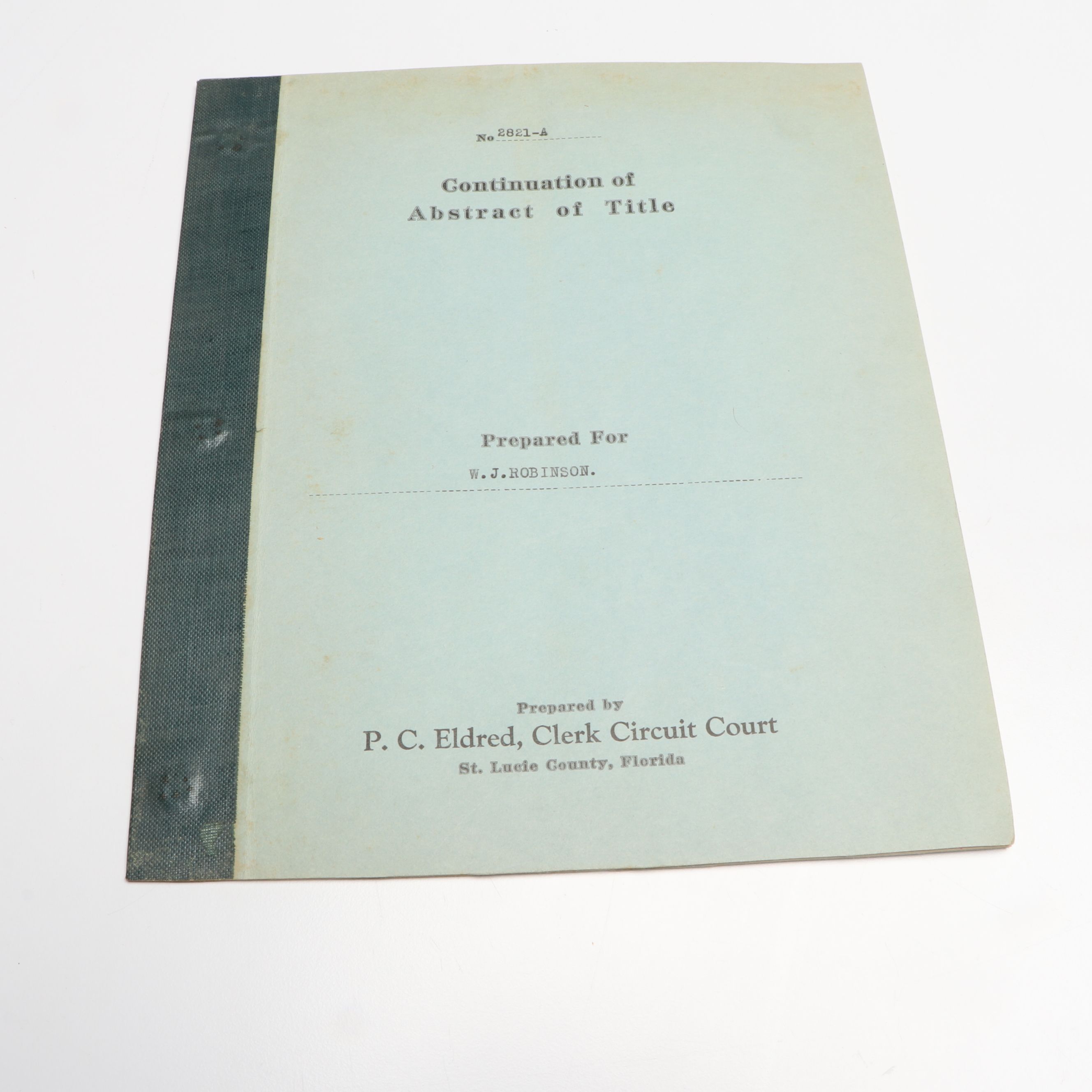 Fellsmere Farms Company with Other Abstract of Titles and Deed, Early 20th C.