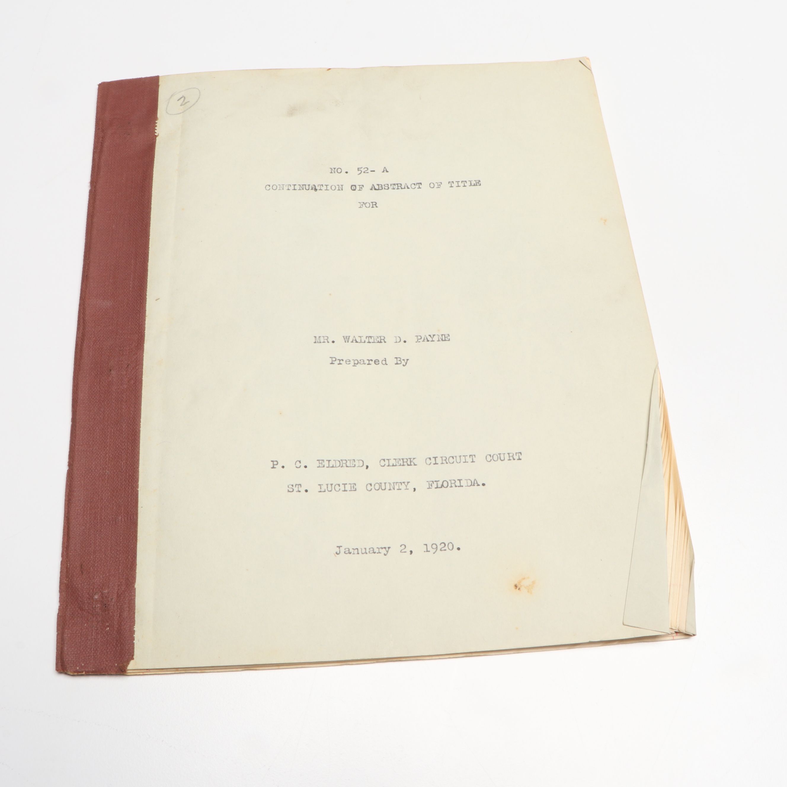 Fellsmere Farms Company with Other Abstract of Titles and Deed, Early 20th C.