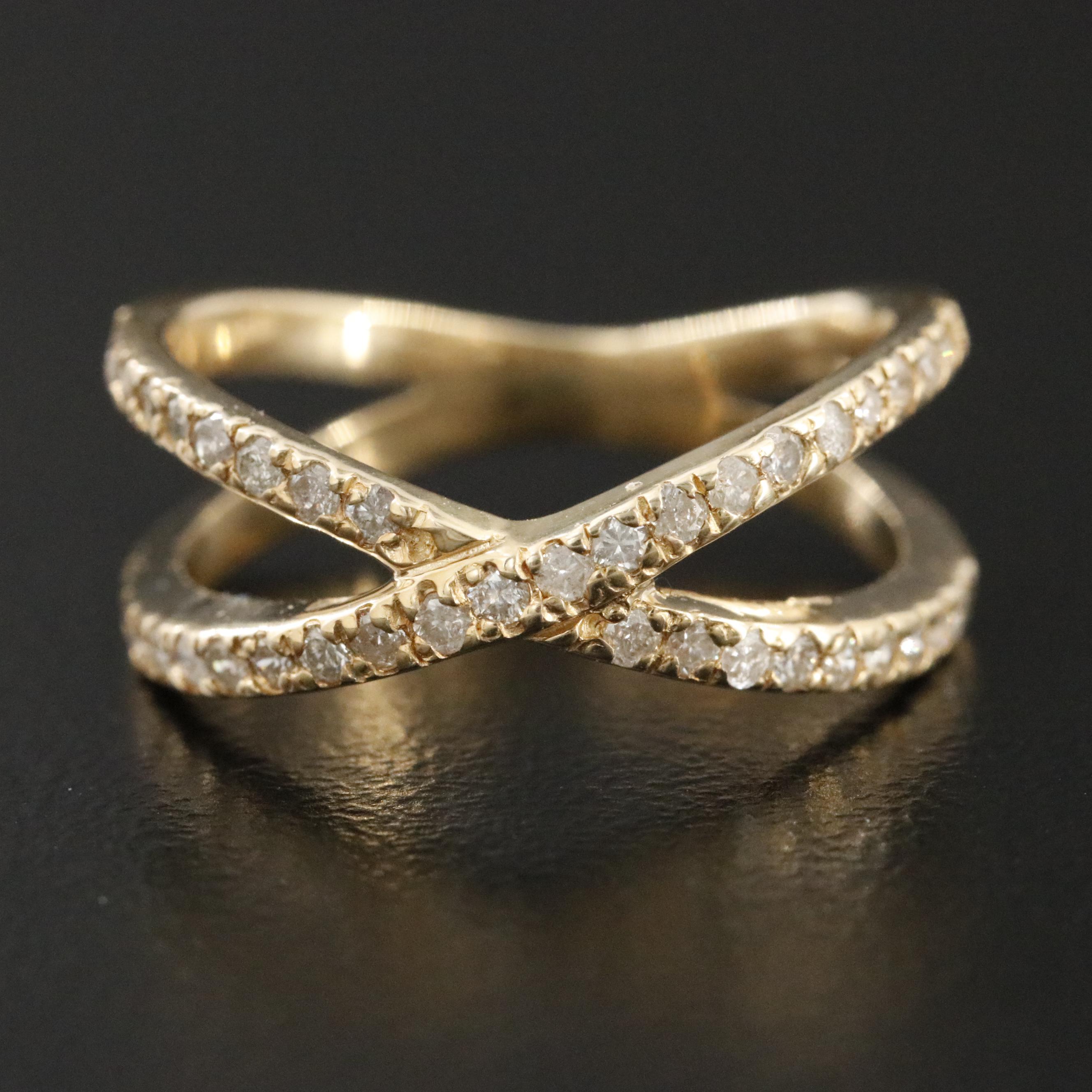 14K 0.49 CTW Diamond Crossover Ring