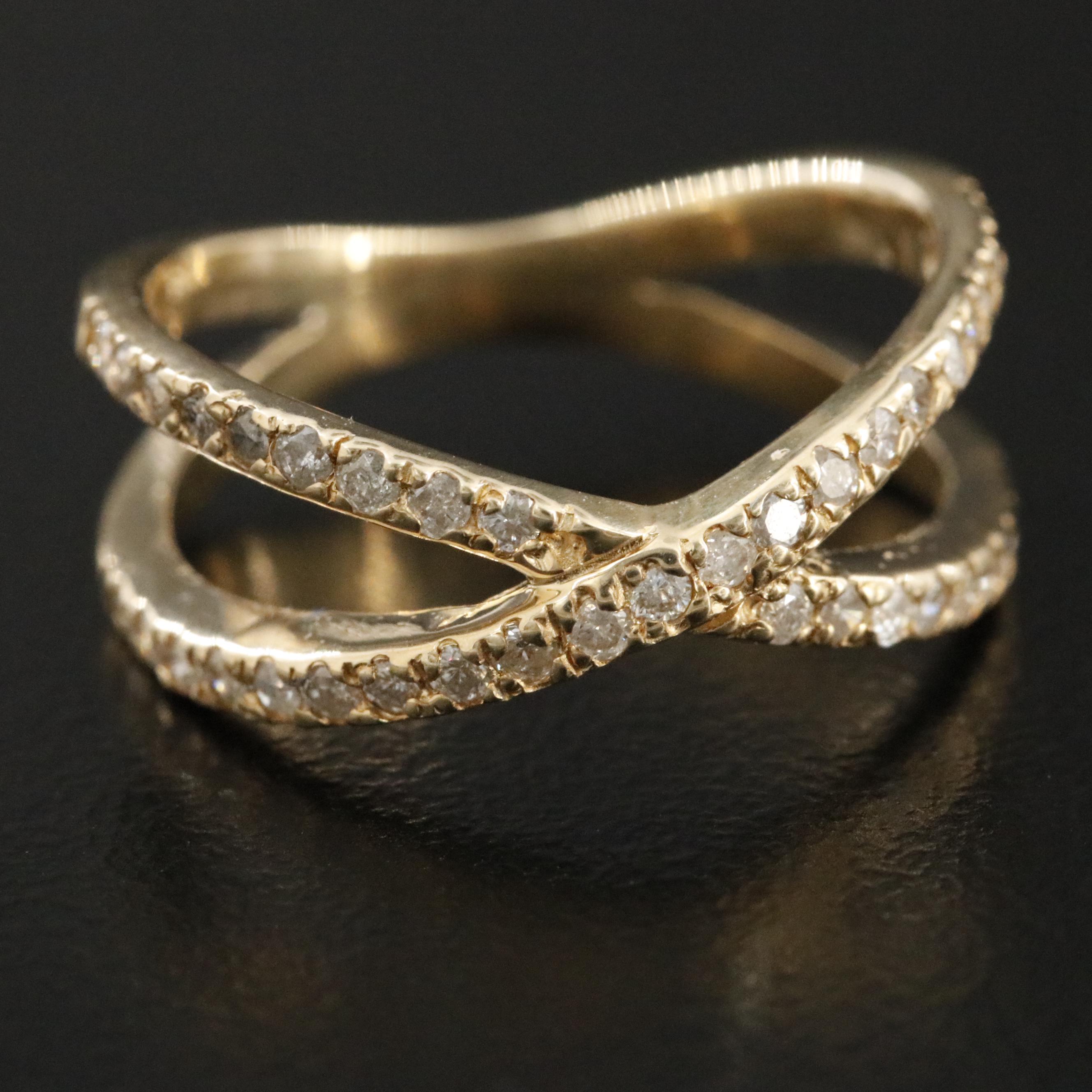 14K 0.49 CTW Diamond Crossover Ring