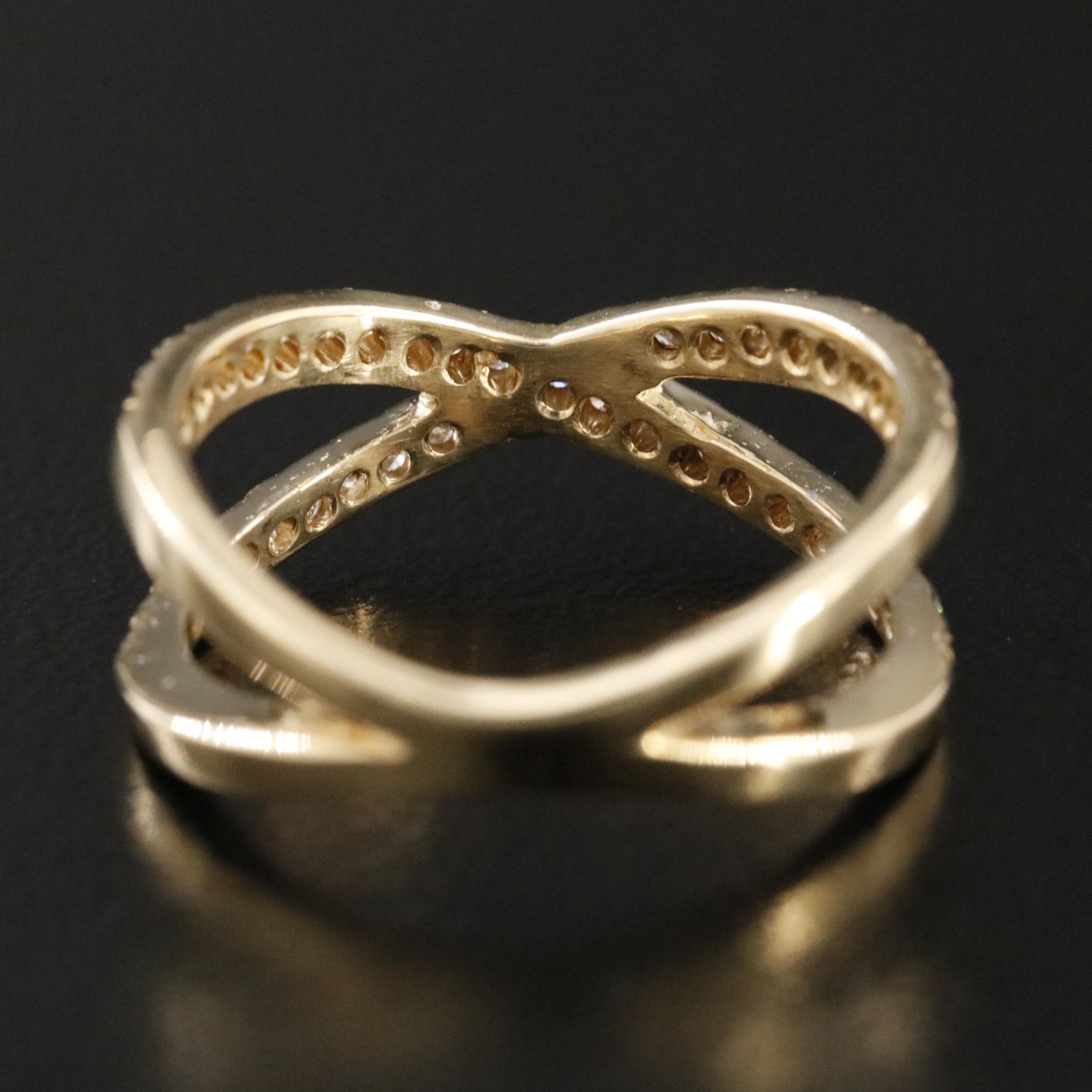 14K 0.49 CTW Diamond Crossover Ring