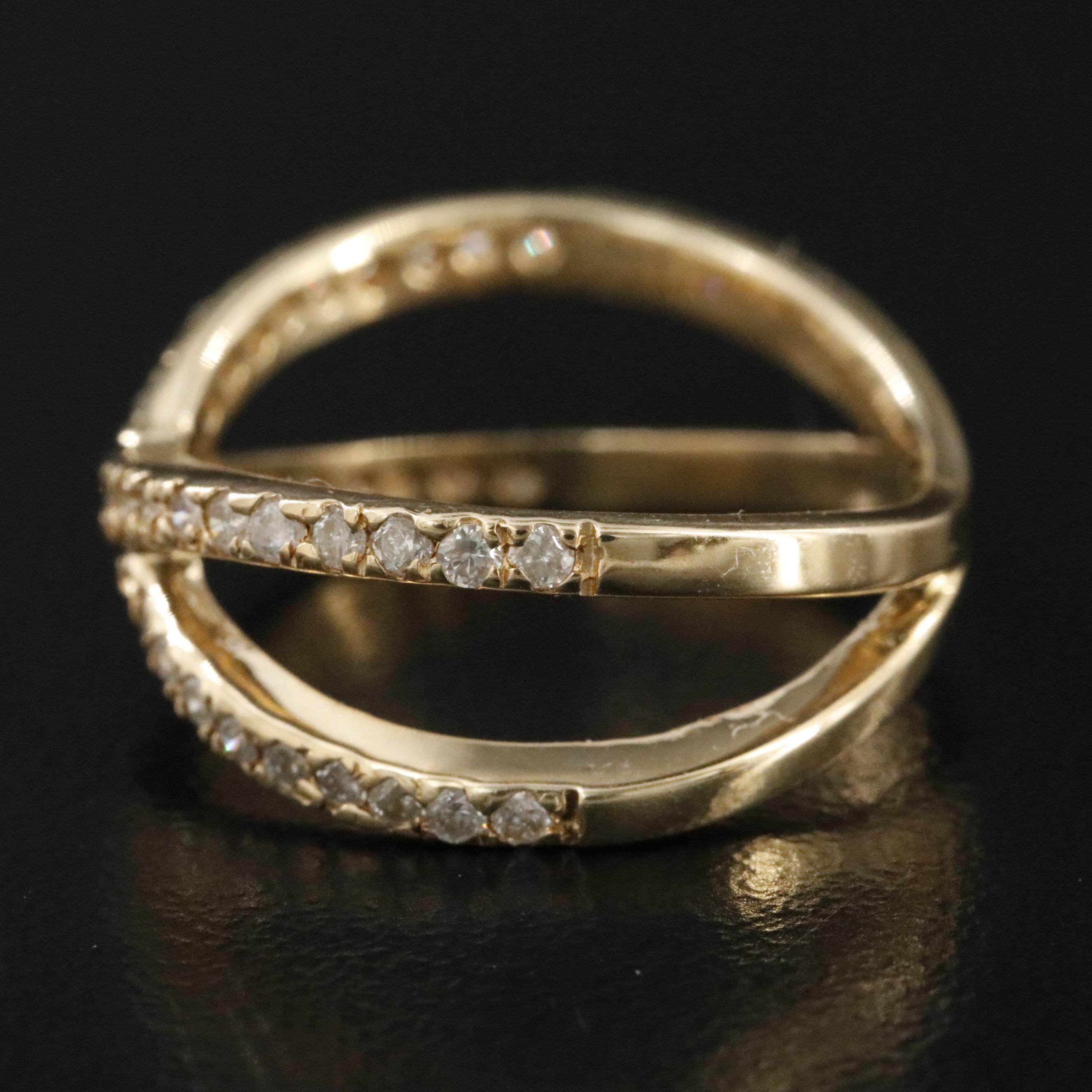 14K 0.49 CTW Diamond Crossover Ring