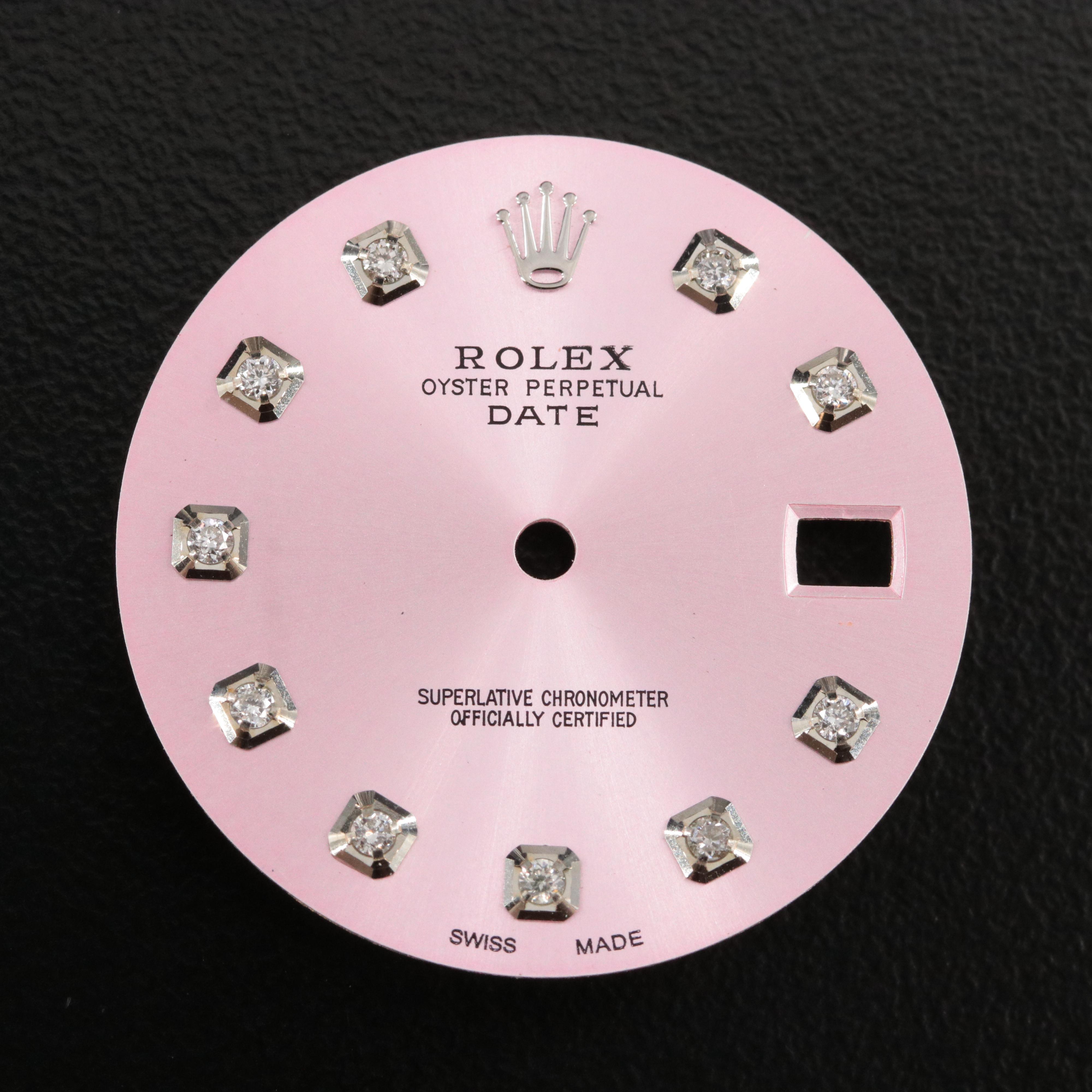 Aftermarket Rolex Pink Date Diamond Watch Dial
