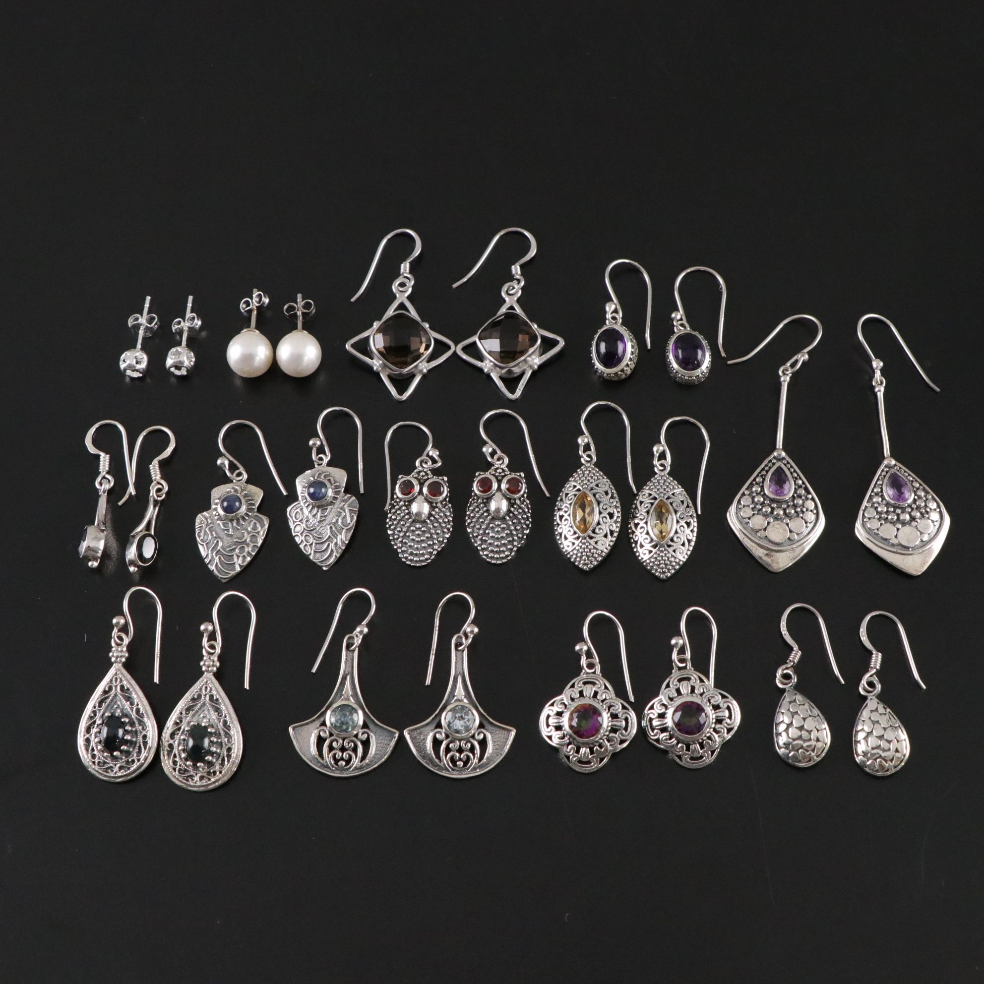 14 Assorted Sterling Silver Earrings