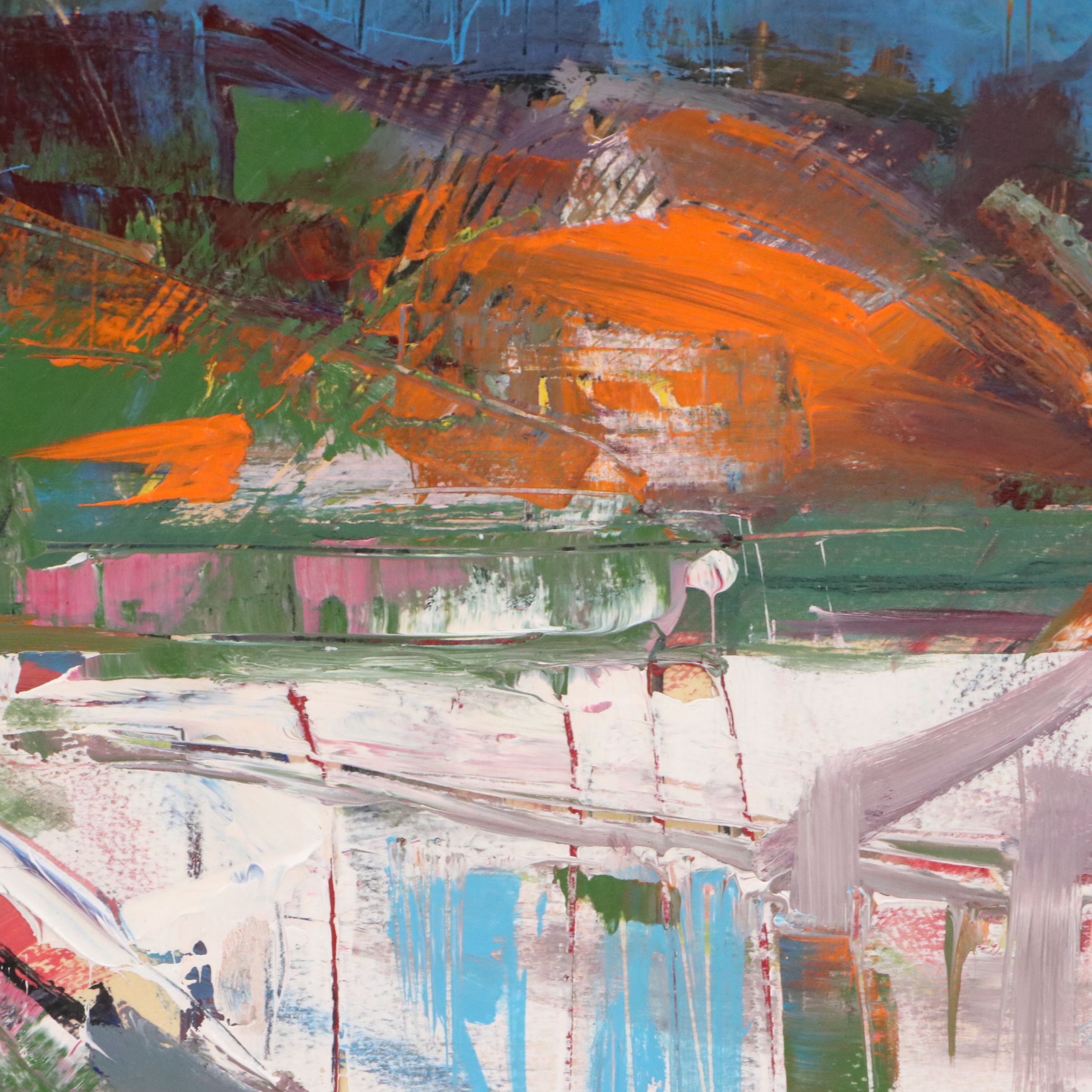 Jack Meanwell Acrylic Painting: Abstract, Late 20th Century