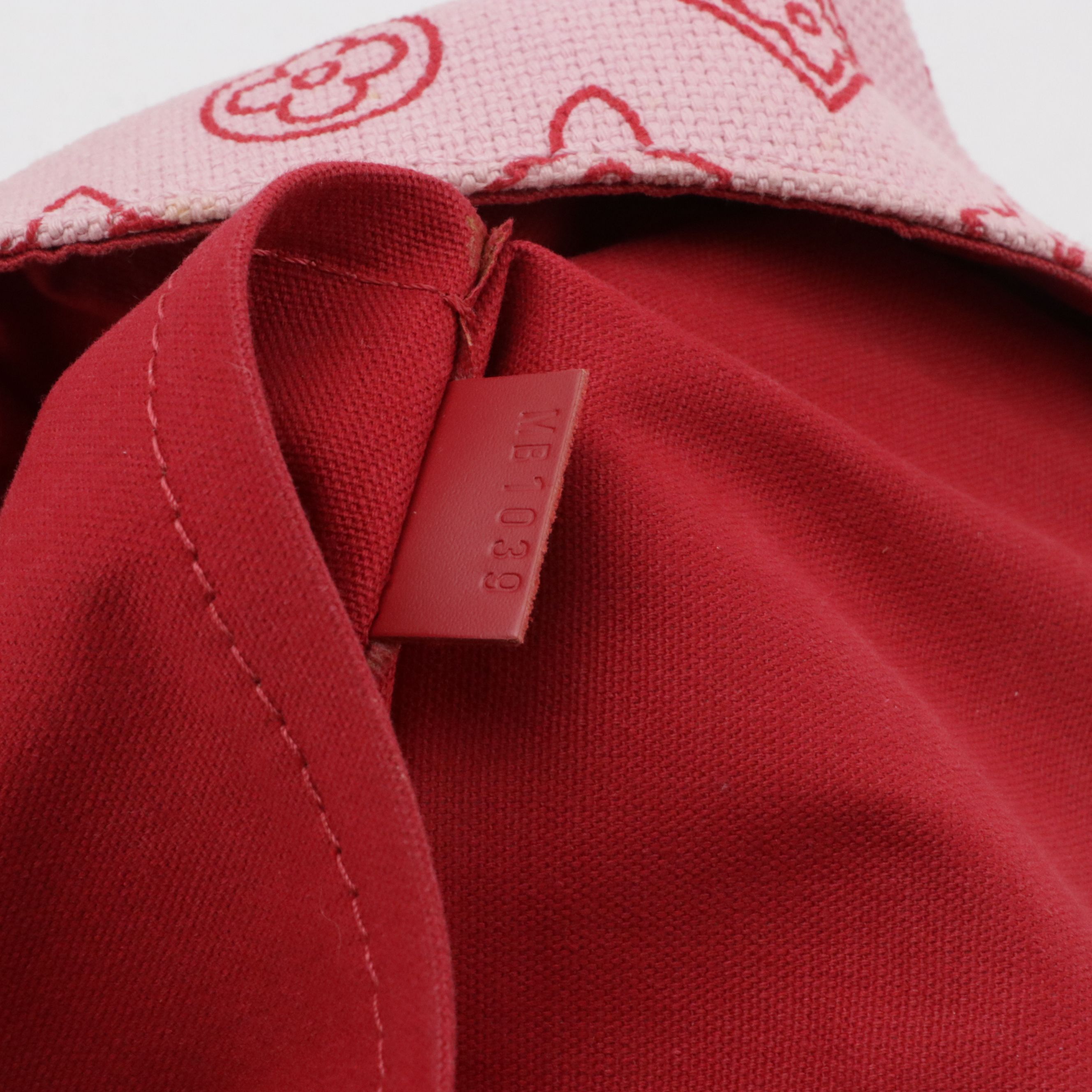 Louis Vuitton Limited Edition Cabas Ipanema PM Tote in Pink Canvas & Red Leather