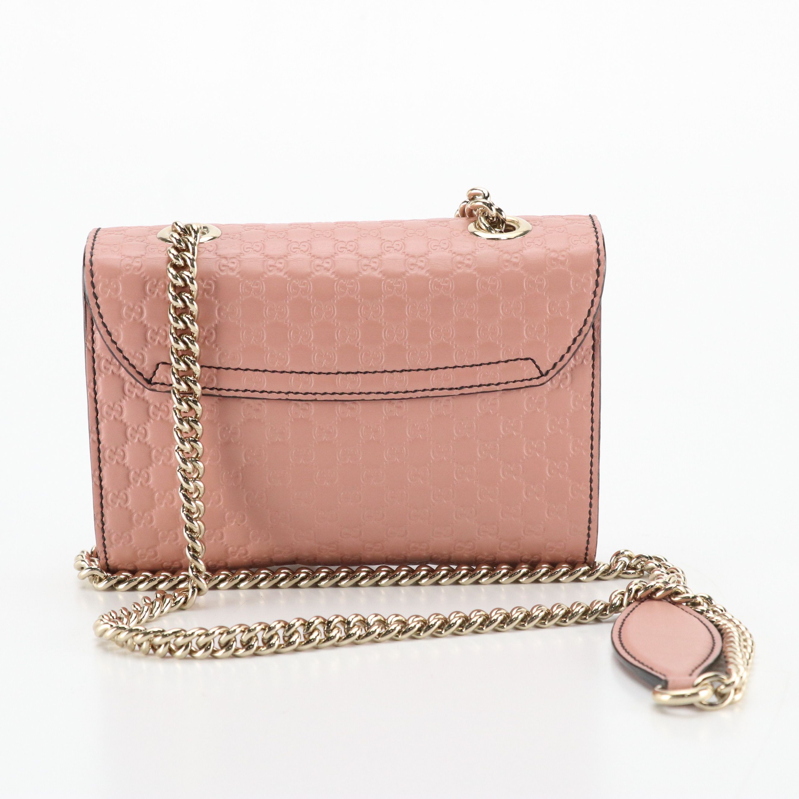 Gucci Dusty Pink Micro Guccissima Leather Mini Emily Chain Link Crossbody