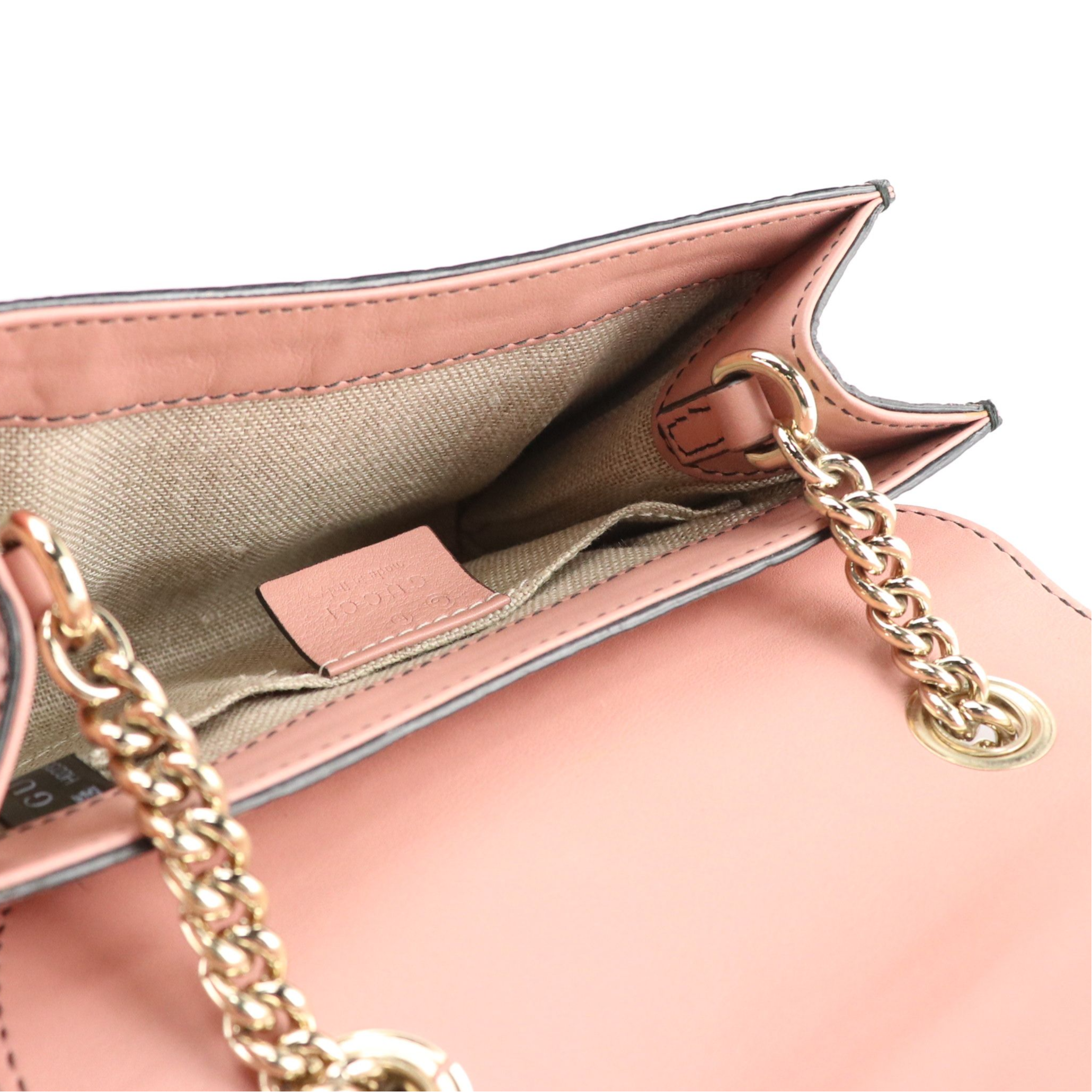 Gucci Dusty Pink Micro Guccissima Leather Mini Emily Chain Link Crossbody