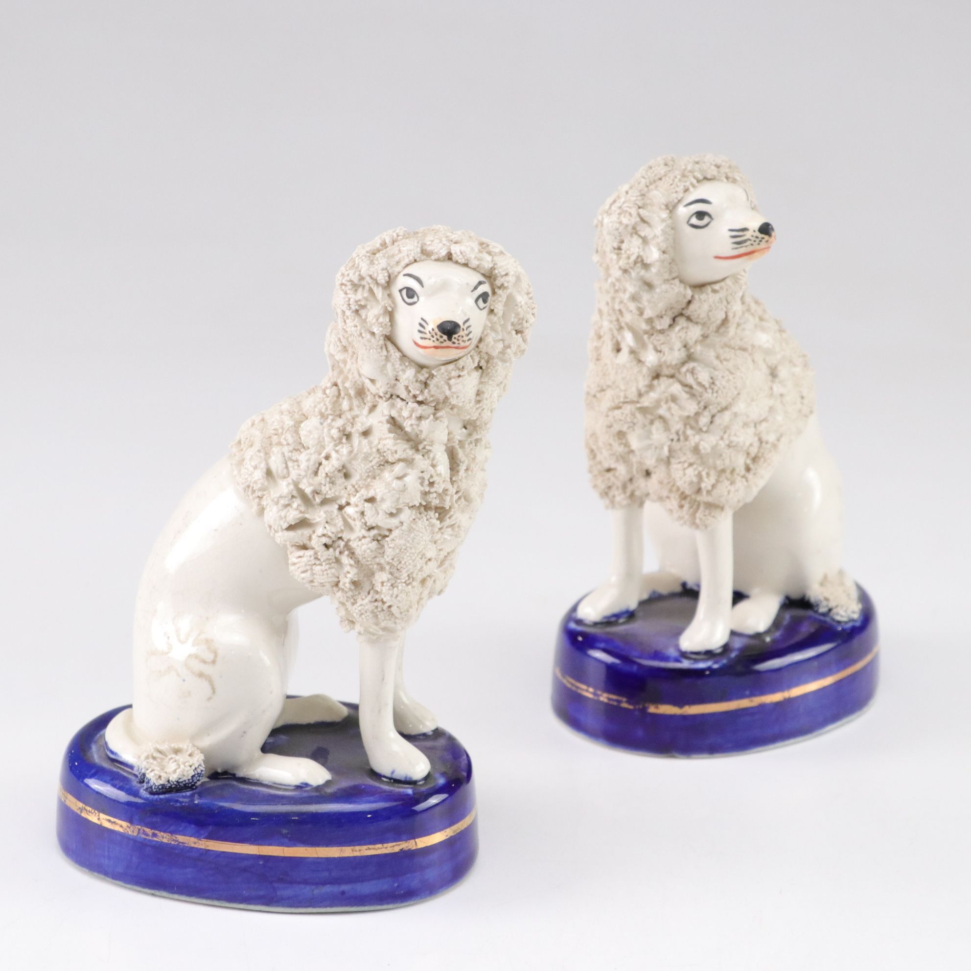 Pair of Staffordshire Style Confetti Poodles, Early to Mid-20th Century