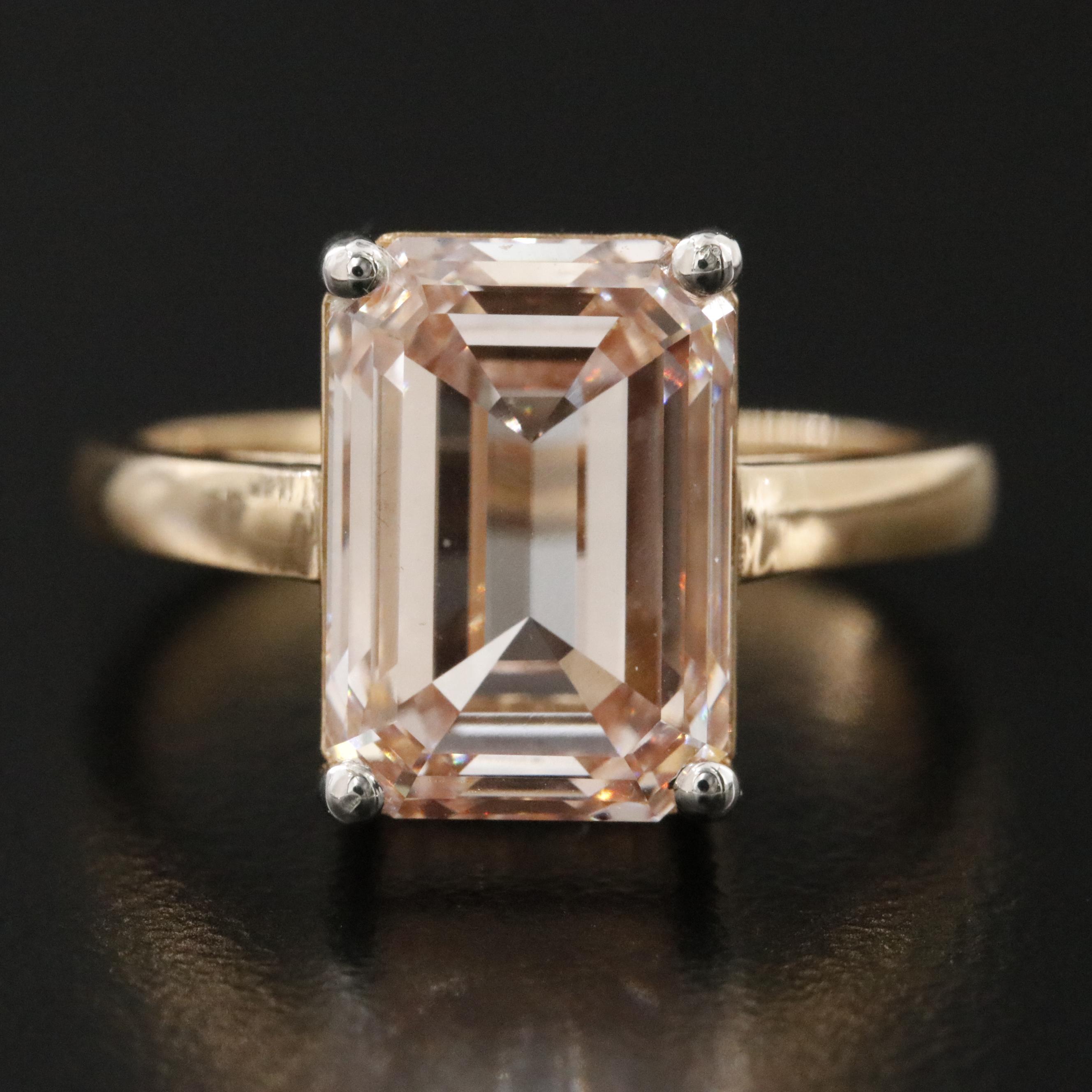 18K 5.12 CT Lab Grown Fancy Pink Diamond Solitaire Ring with IGI Report