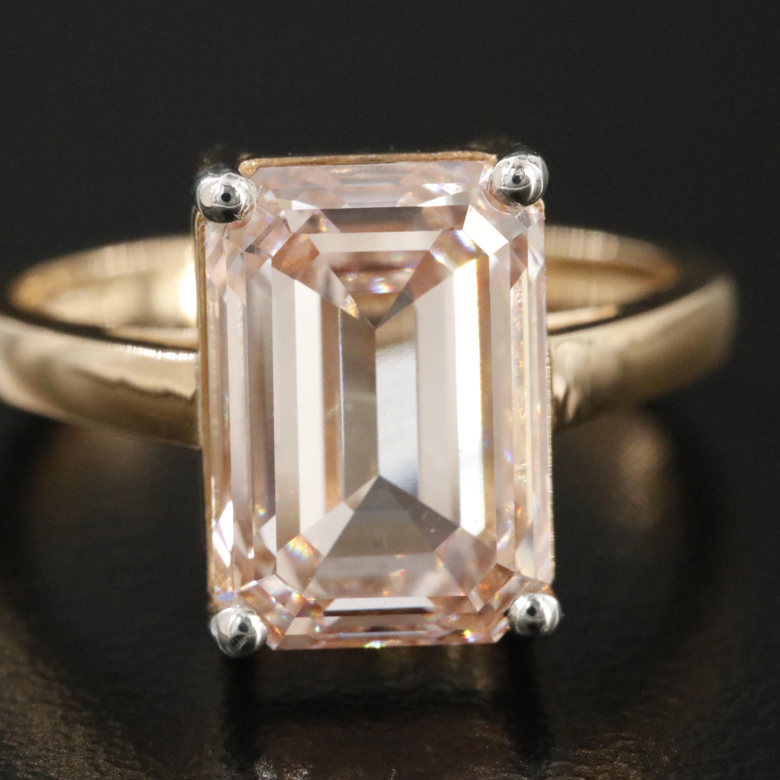 18K 5.12 CT Lab Grown Fancy Pink Diamond Solitaire Ring with IGI Report