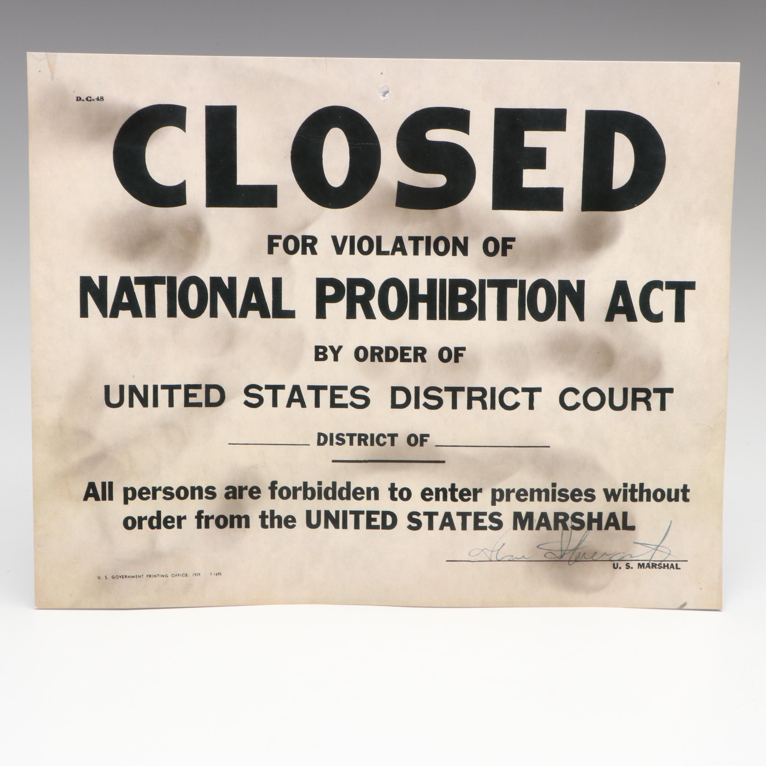 Prohibition Style Whisky Prescription Form with Reproduction Sign