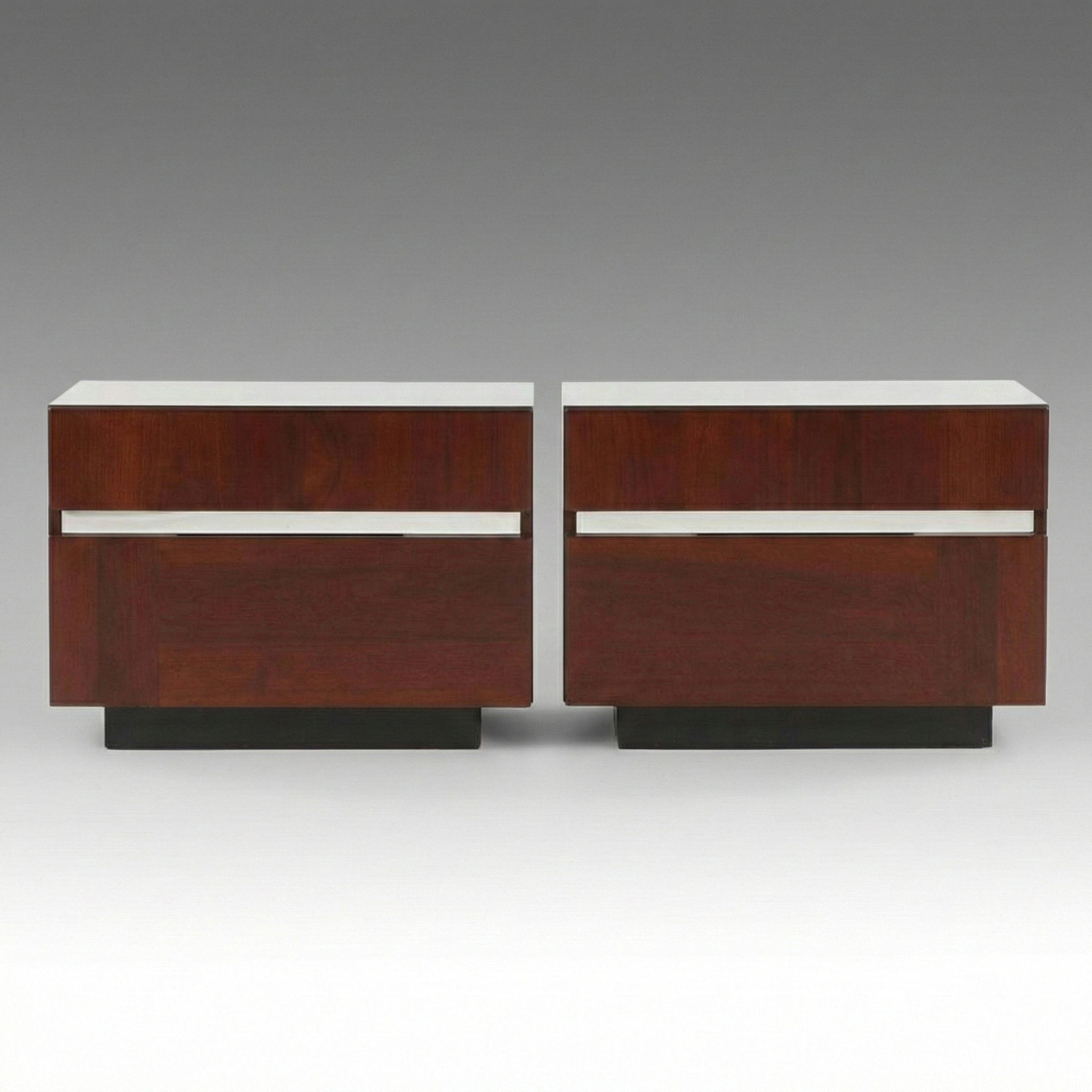 Alf Italia Coffee Walnut High Gloss Finish Nightstands