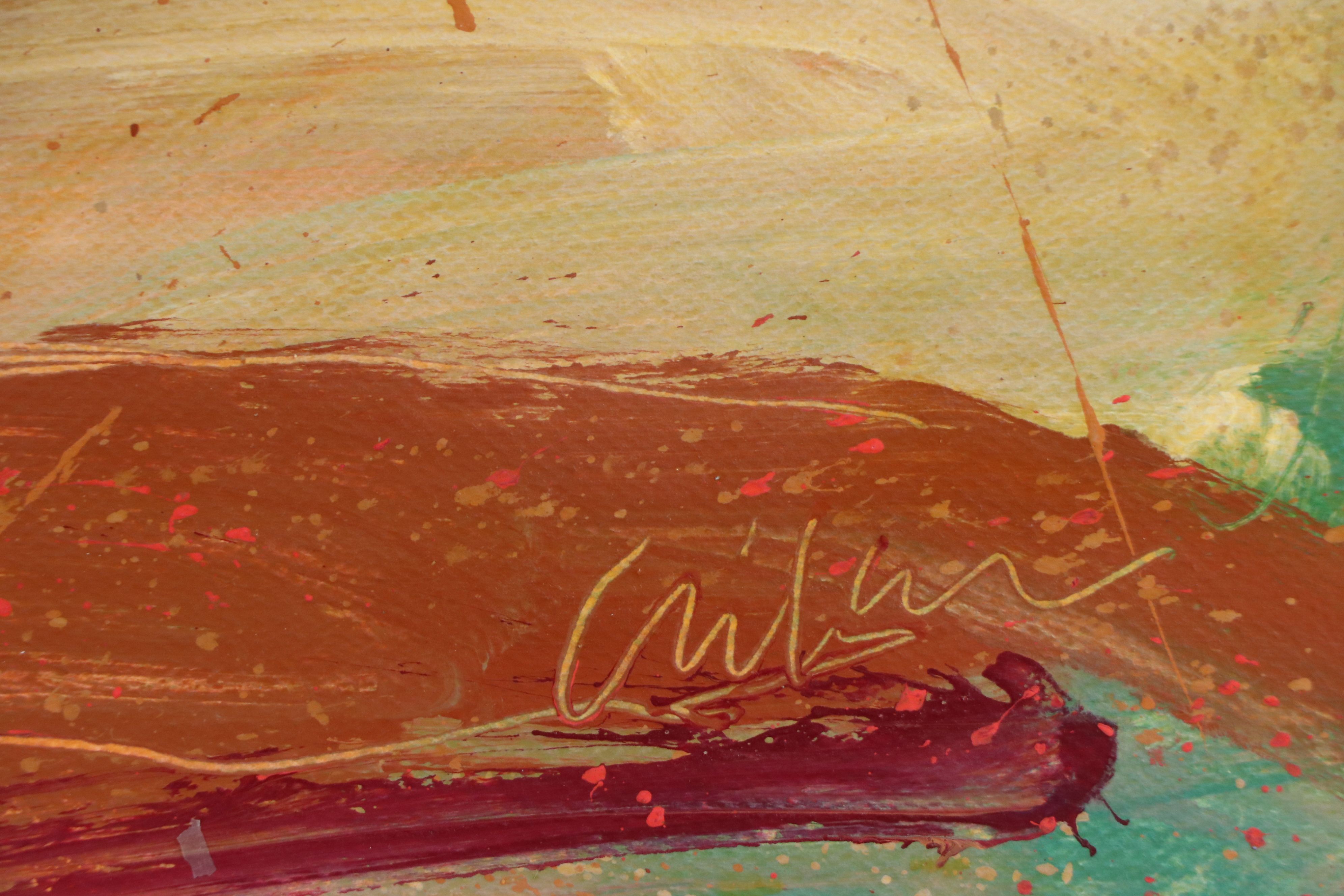 Harry Hilson Modernist Acrylic Painting, Late 20th Century