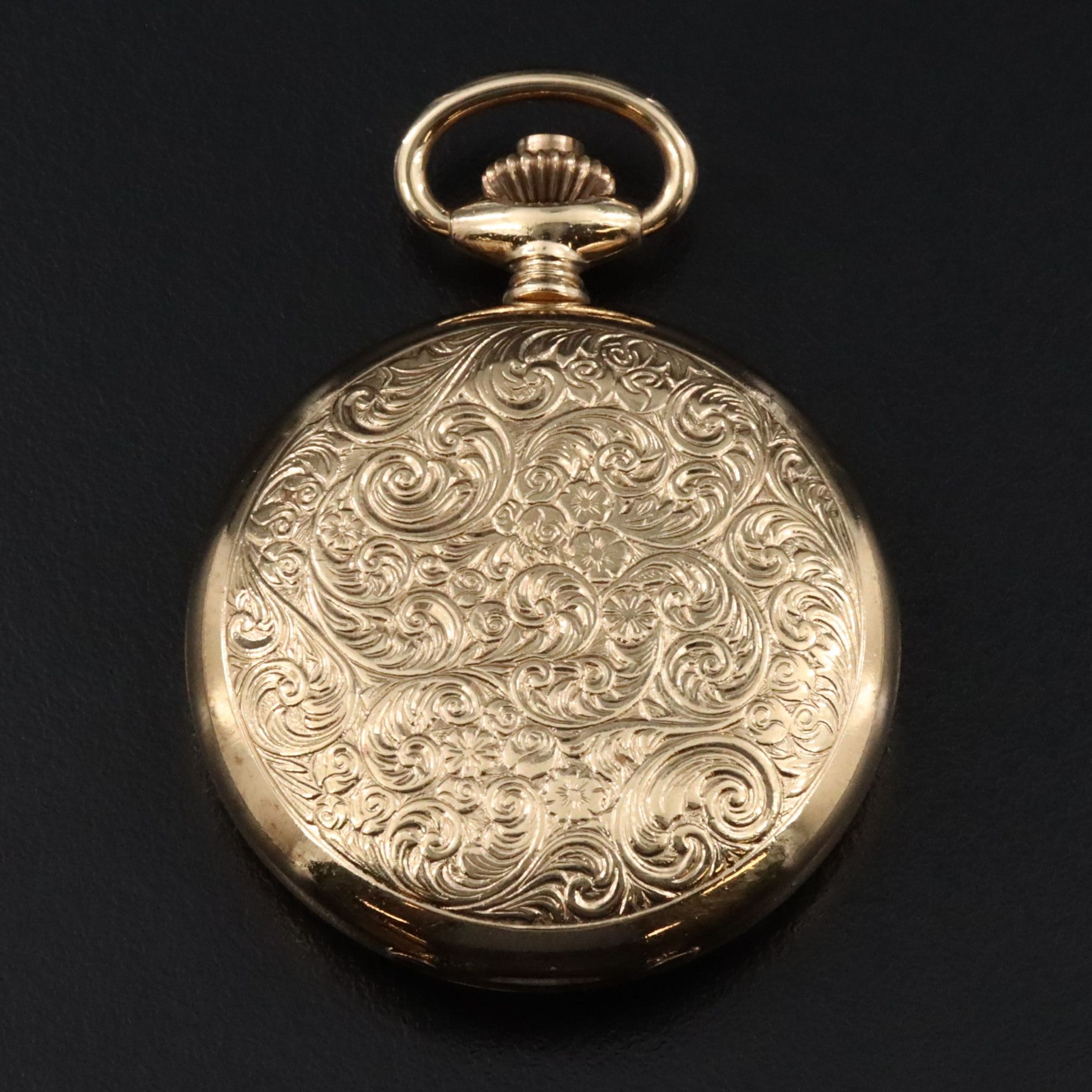 Buren Gold-Tone Ornate Small Pocket Watch