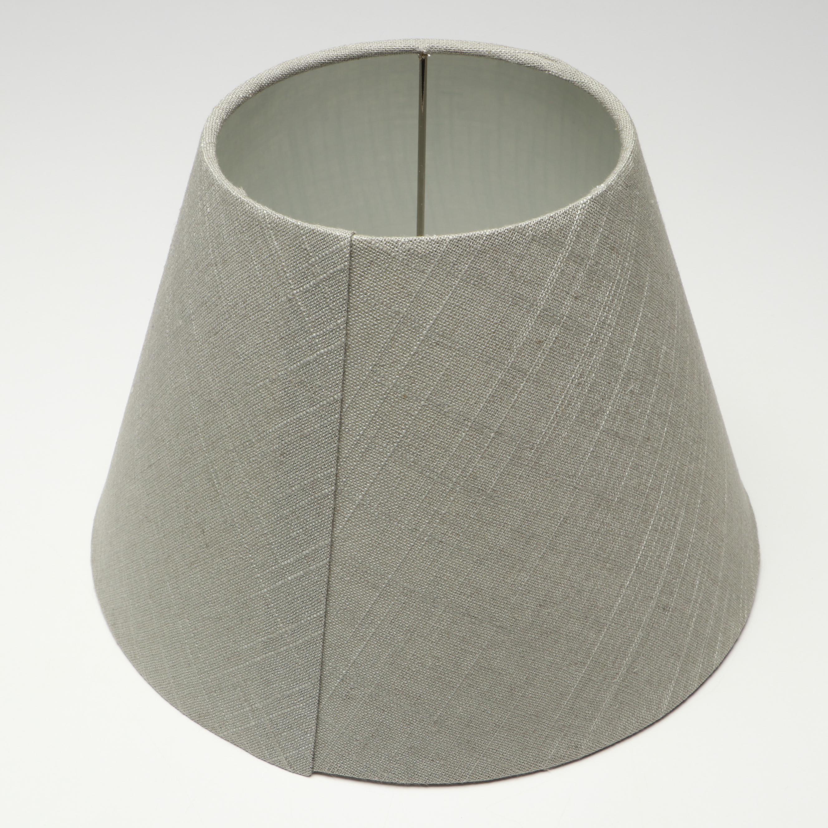 German Style Figural Porcelain Lamps with Linen Bell Shades