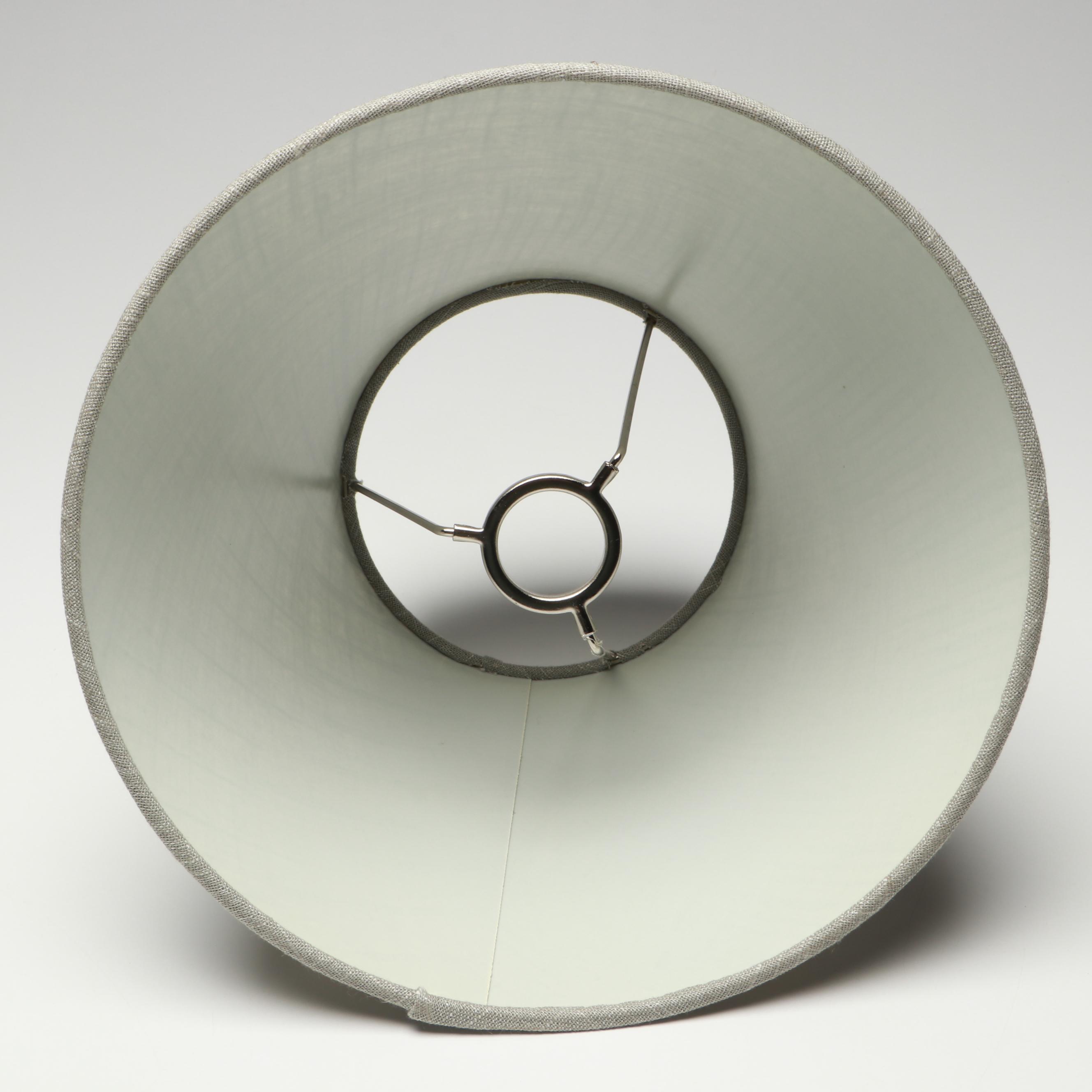 German Style Figural Porcelain Lamps with Linen Bell Shades