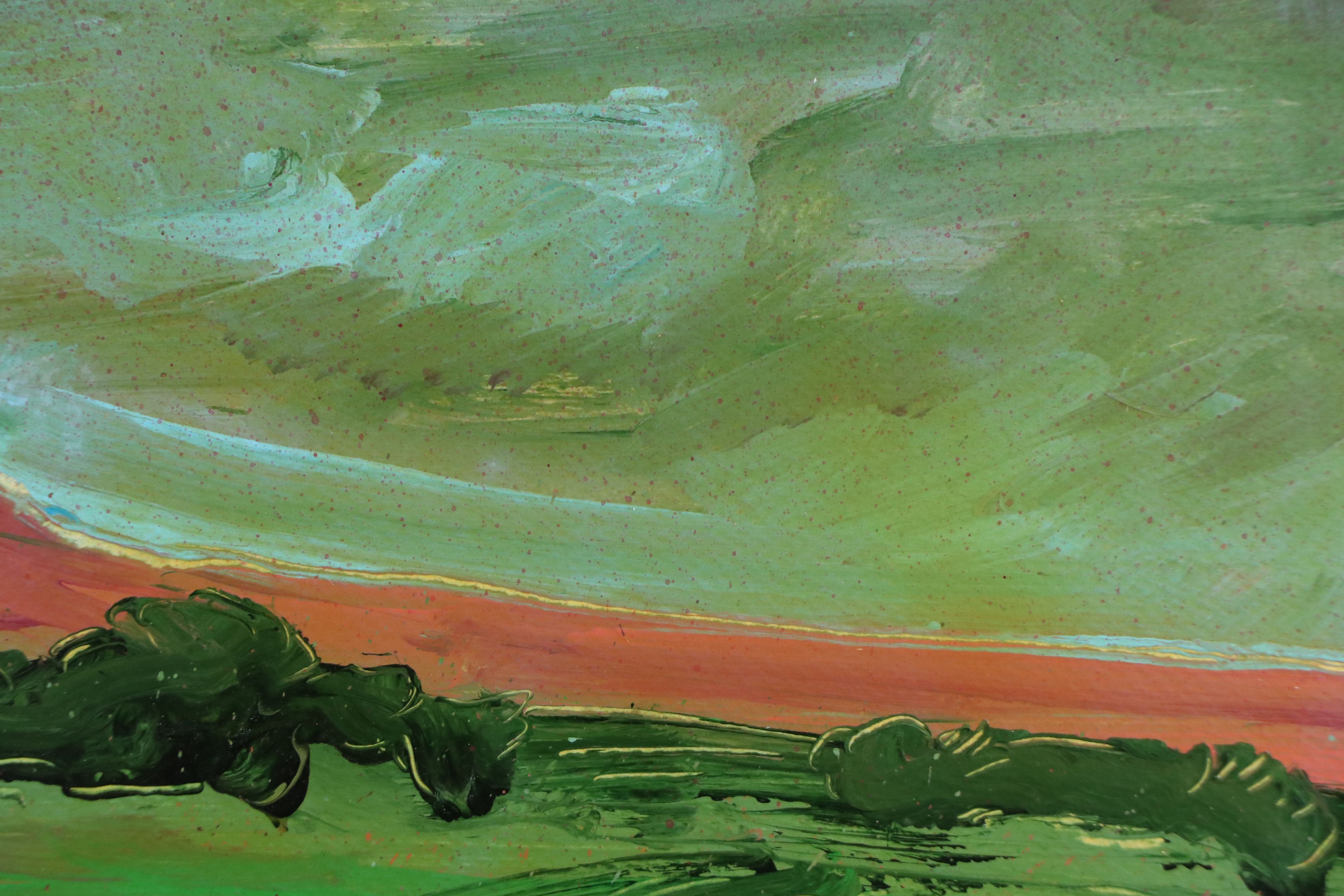 Harry Hilson Modernist Landscape Acrylic Painting, Late 20th Century