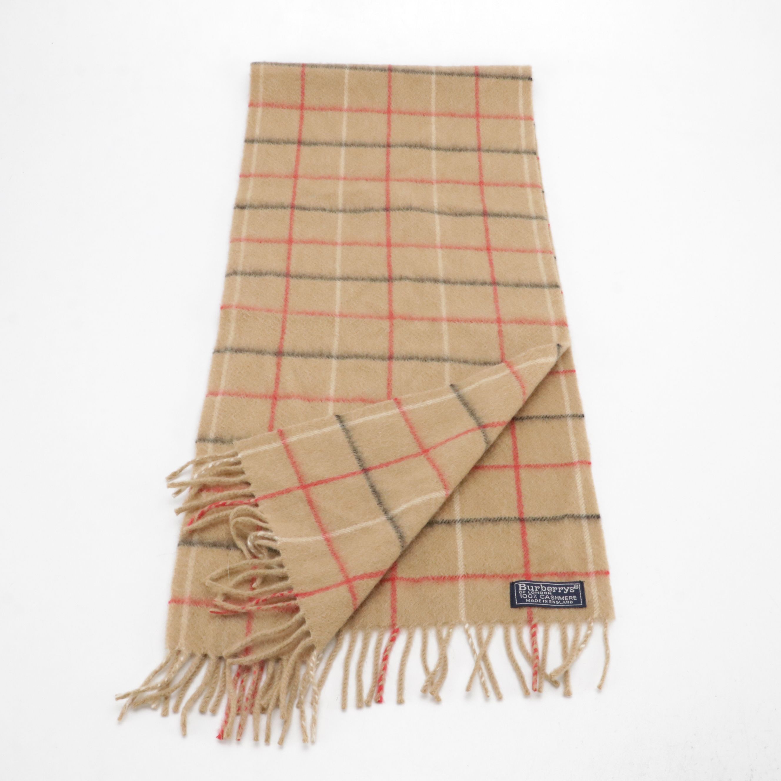 Burberrys of London Check Cashmere Fringe Scarf
