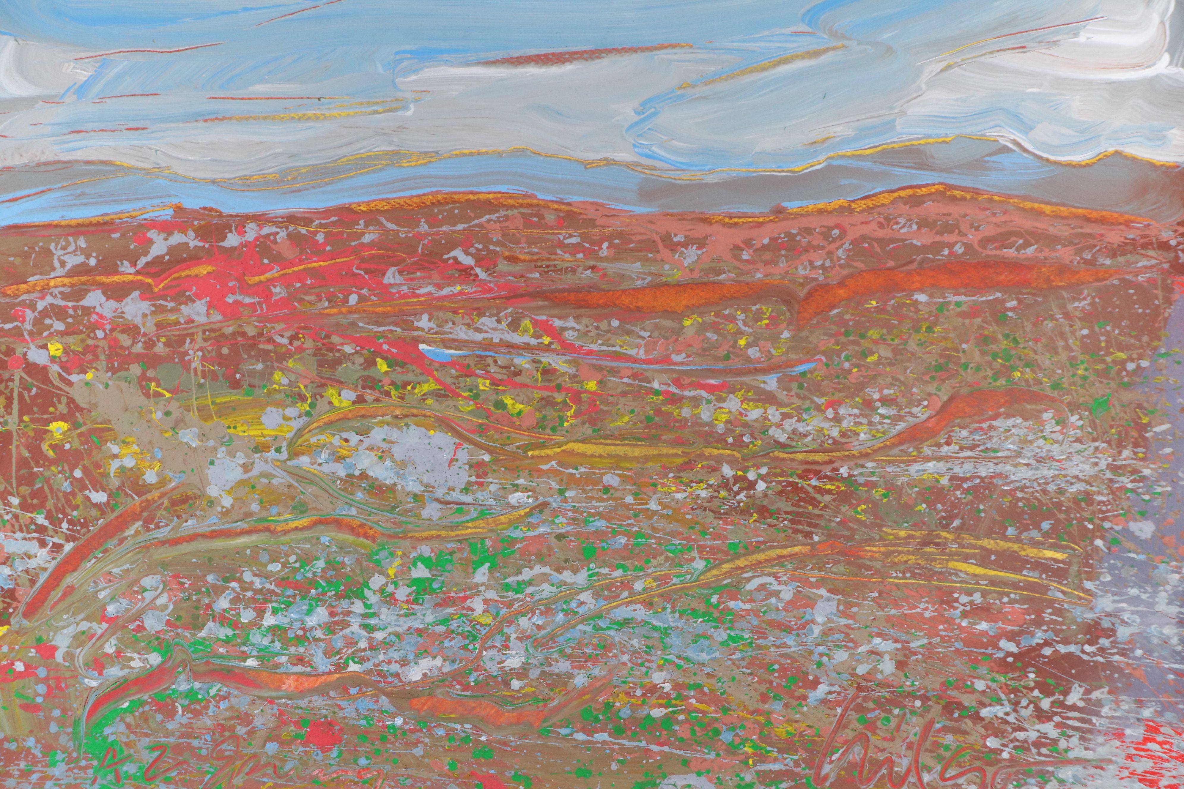 Harry Hilson Modernist Landscape Oil Painting "AZ Spring," Late 20th Century