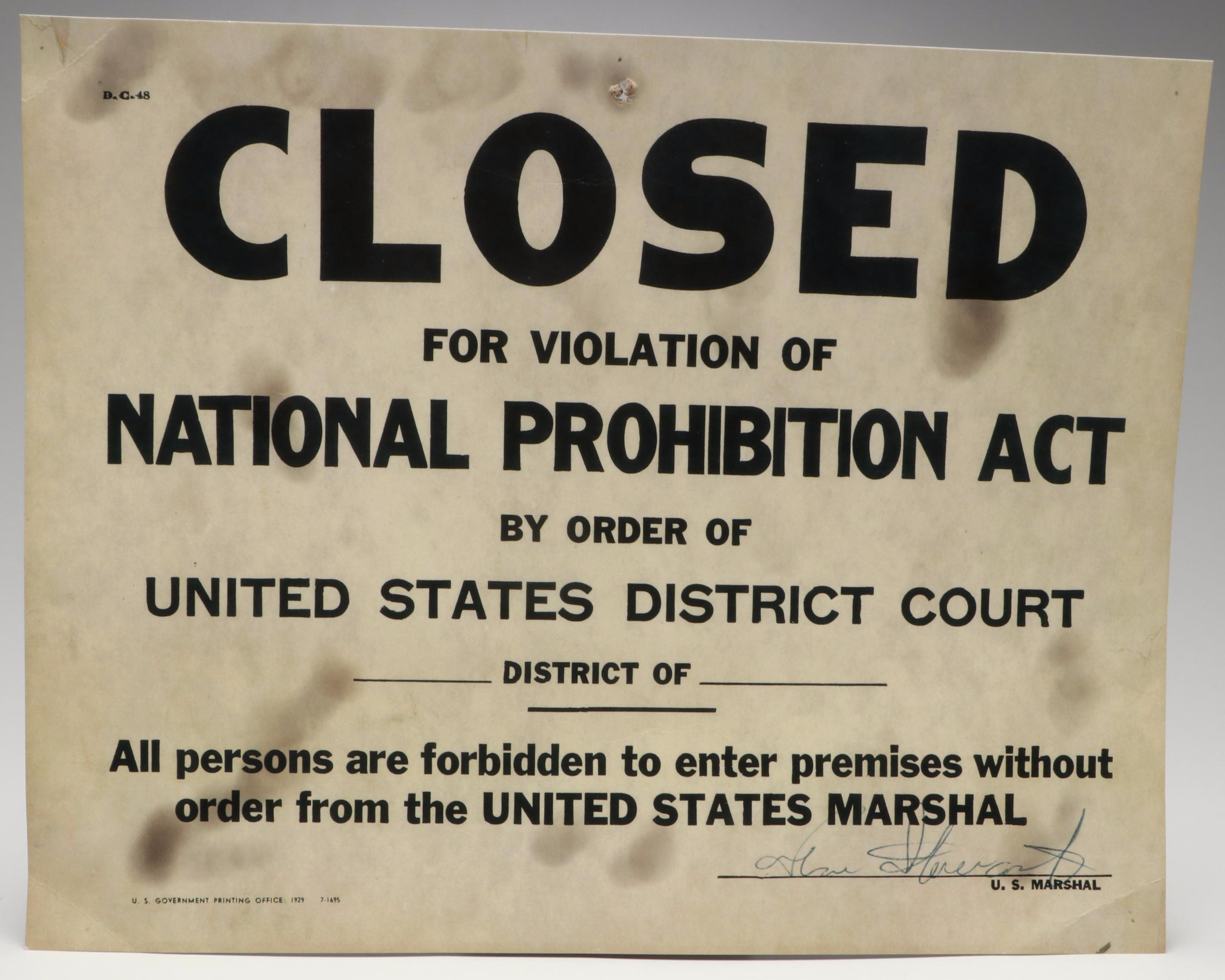 Prohibition Style Whisky Prescription Form with Reproduction Sign