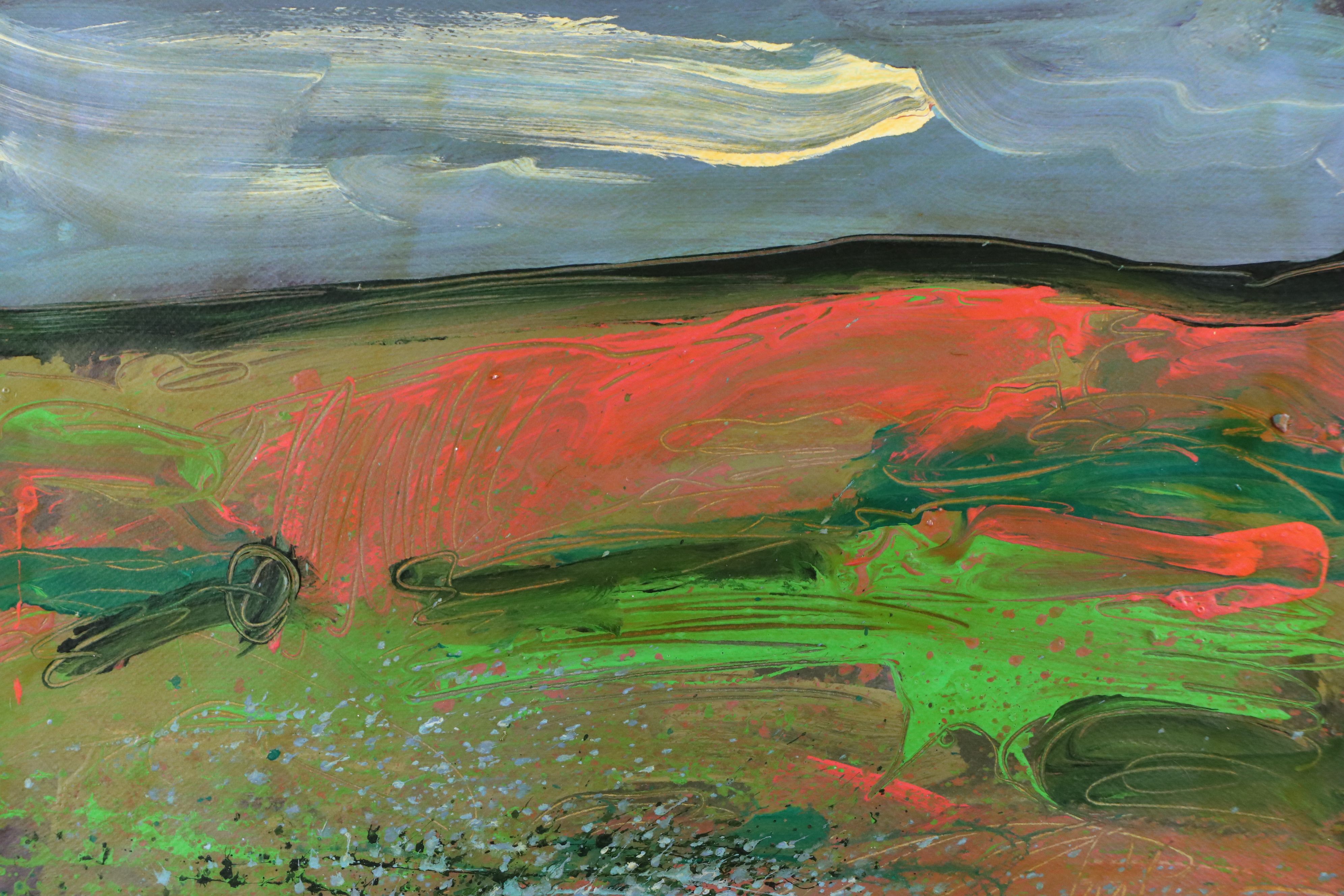 Harry Hilson Modernist Landscape Acrylic Painting, Late 20th Century