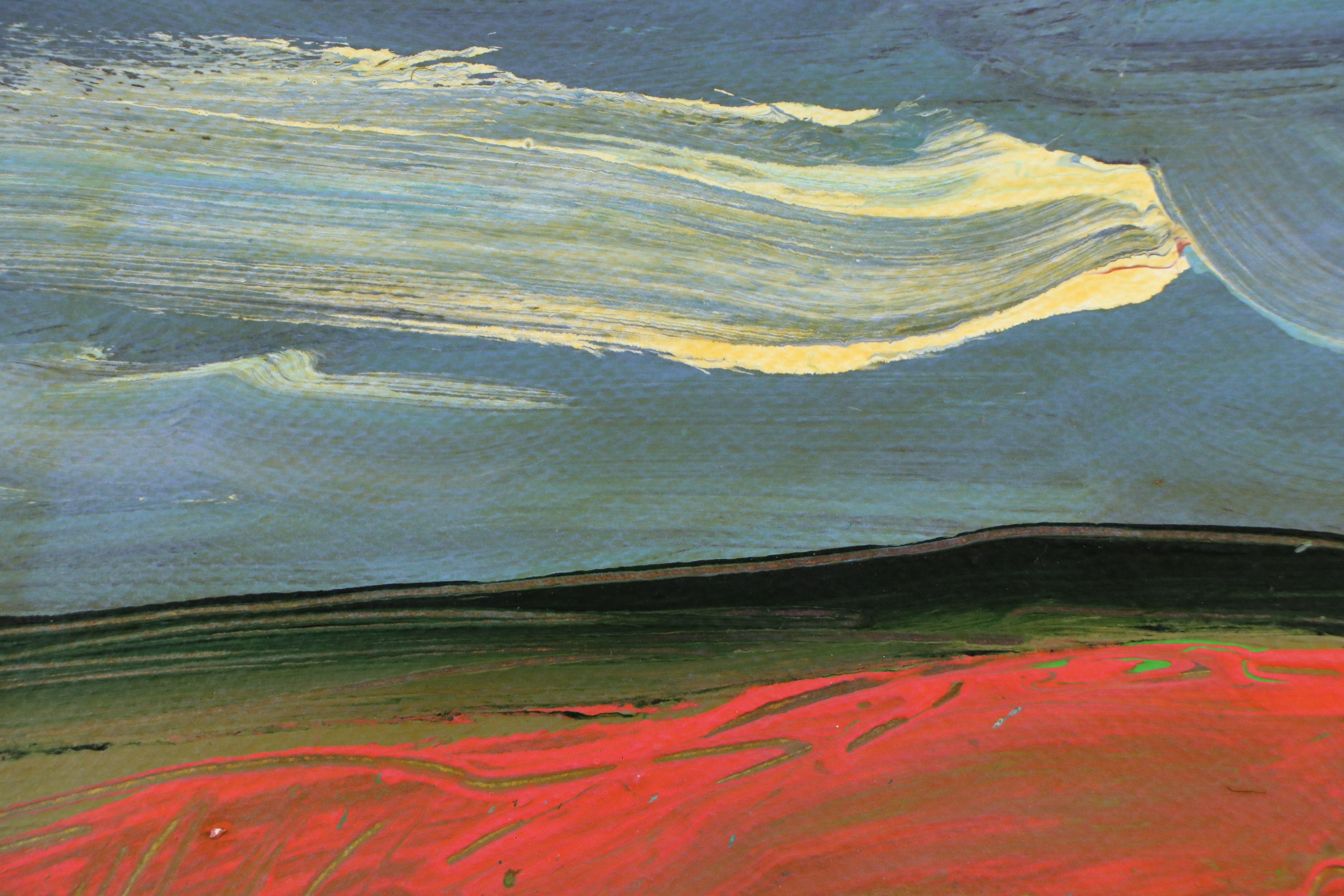 Harry Hilson Modernist Landscape Acrylic Painting, Late 20th Century