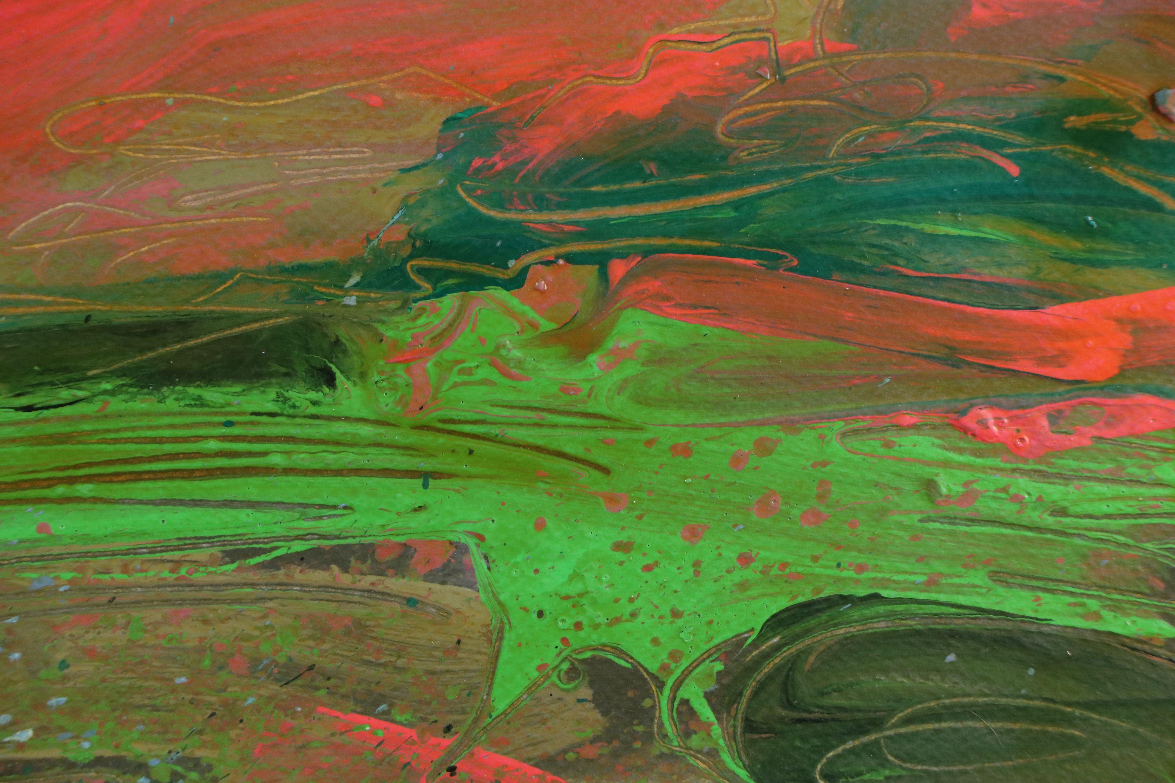 Harry Hilson Modernist Landscape Acrylic Painting, Late 20th Century