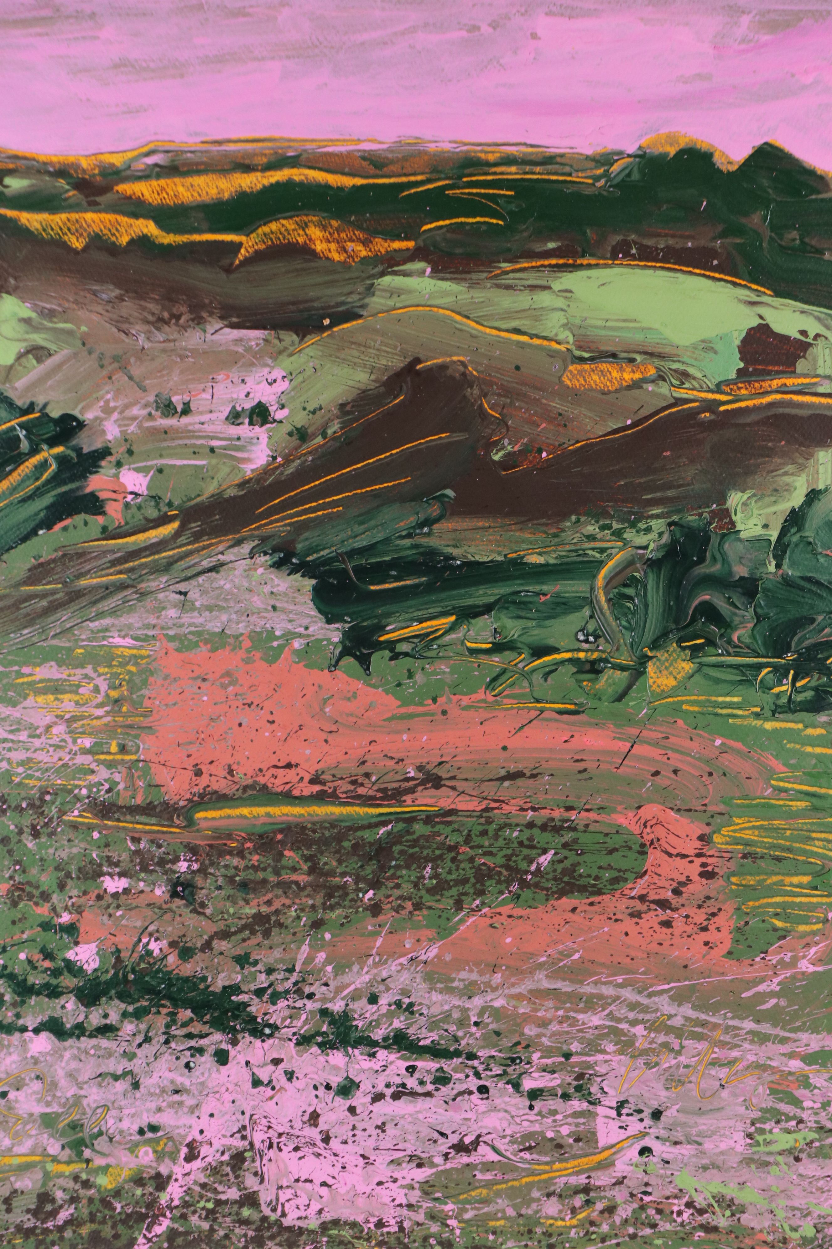 Harry Hilson Modernist Landscape Acrylic Painting "Fall," Late 20th Century