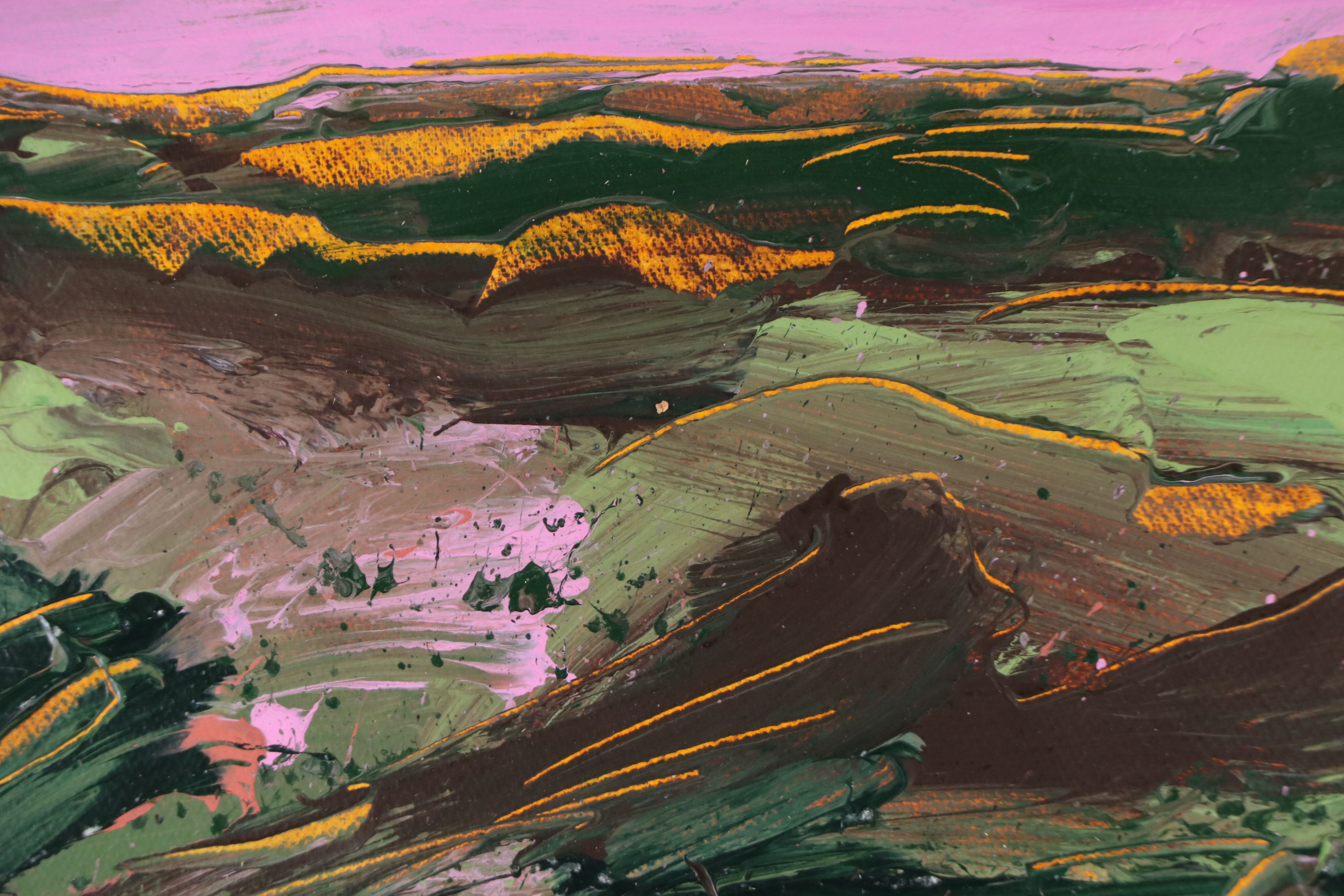 Harry Hilson Modernist Landscape Acrylic Painting "Fall," Late 20th Century