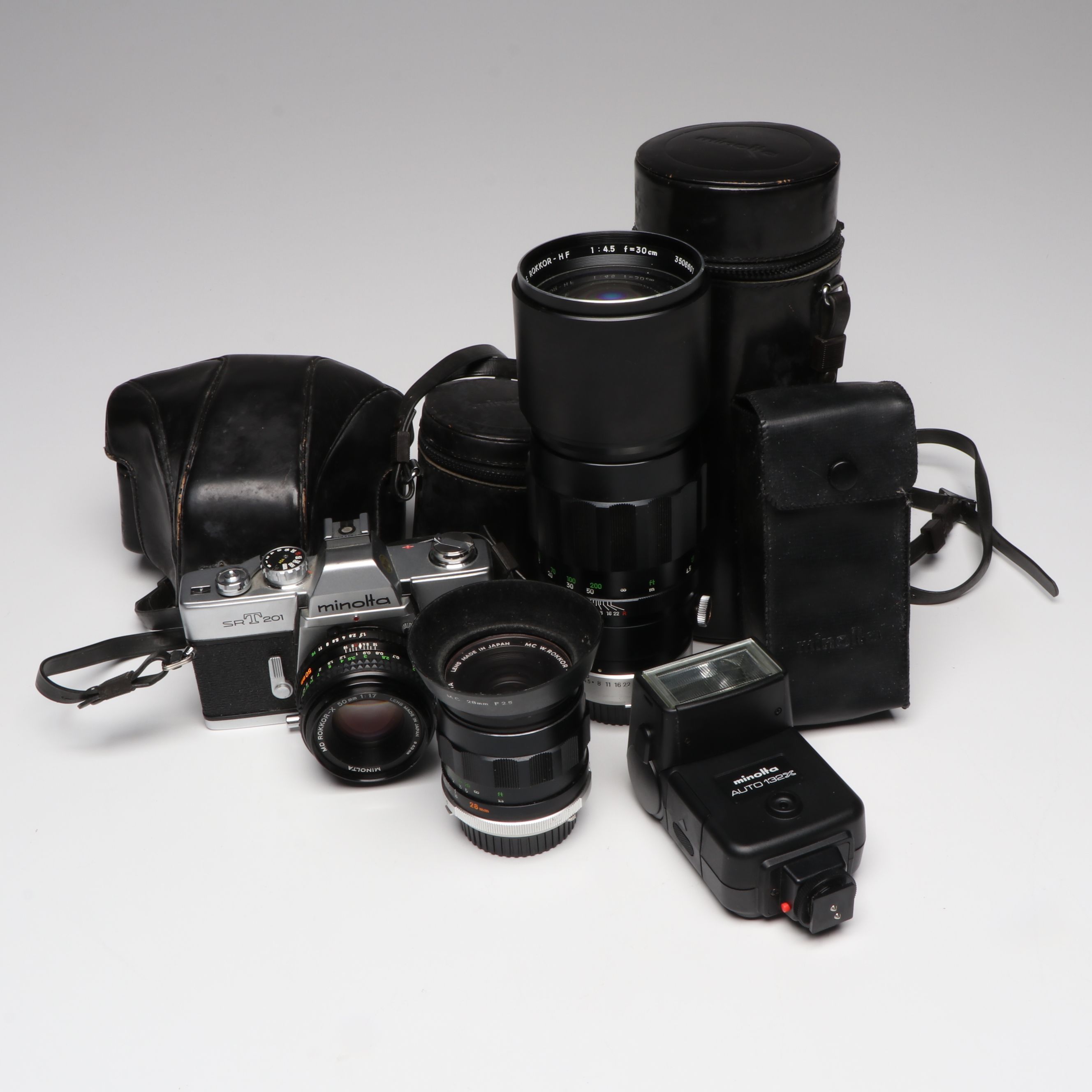 Minolta SRT201 with 300mm MC Tele Rokkor-HF and Other Lenses, 20th Century