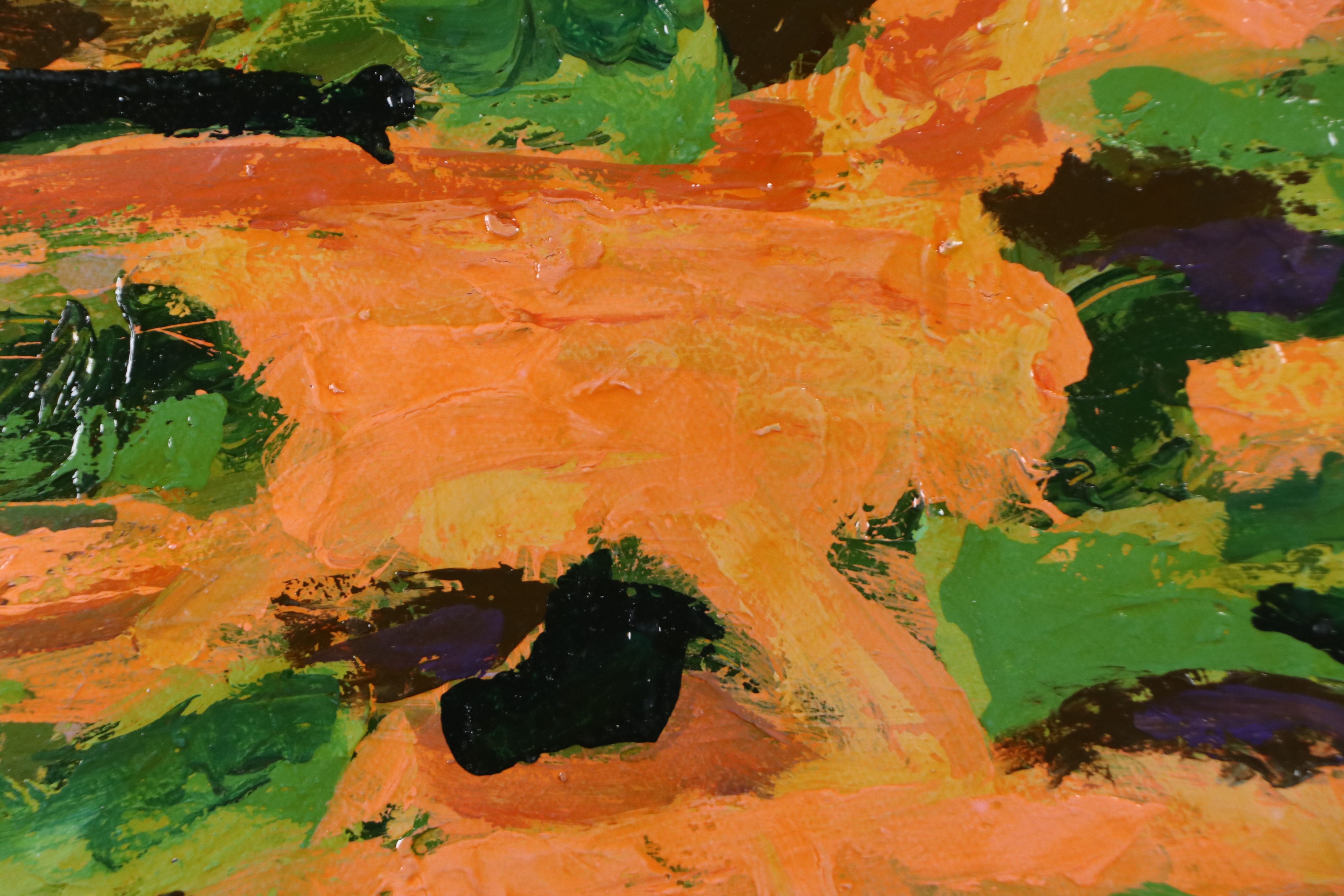 Harry Hilson Modernist Landscape Acrylic Painting, Late 20th Century